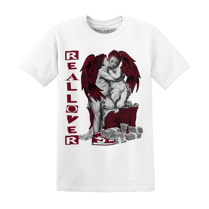 High White Team Red 1s T Shirt Match Real Lover Angel - NastyJamz