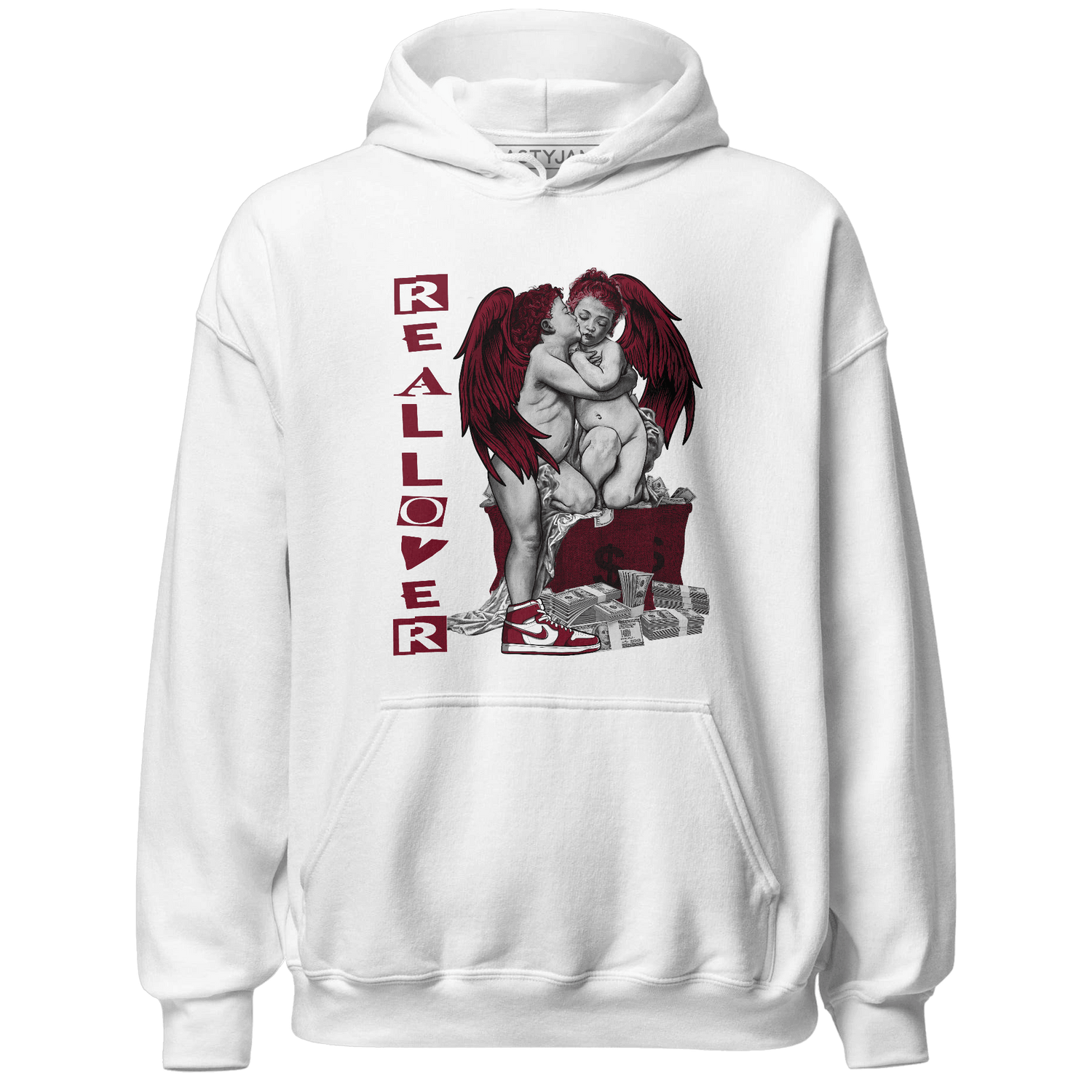 High White Team Red 1s Hoodie Match Real Lover Angel - NastyJamz