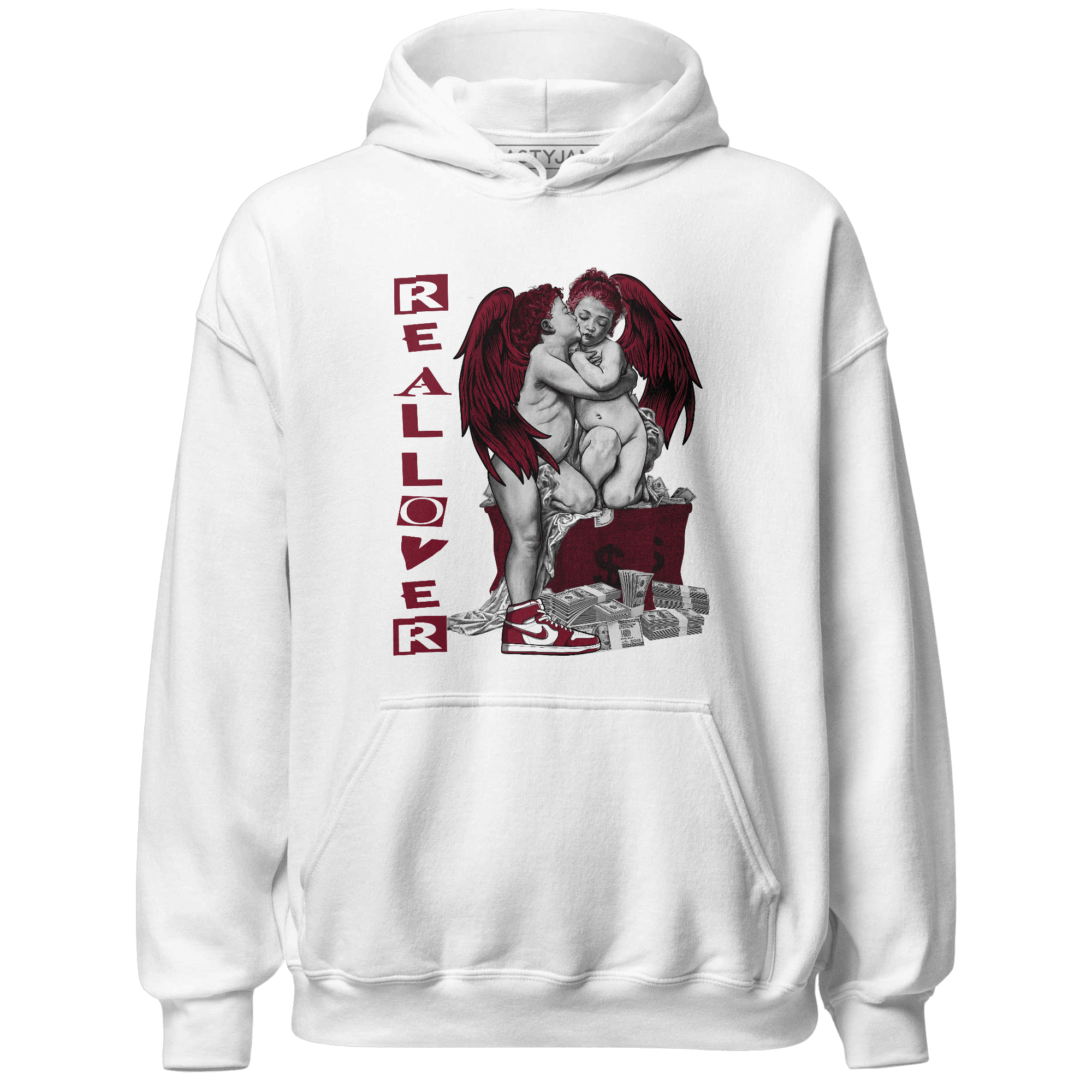 High White Team Red 1s Hoodie Match Real Lover Angel - NastyJamz