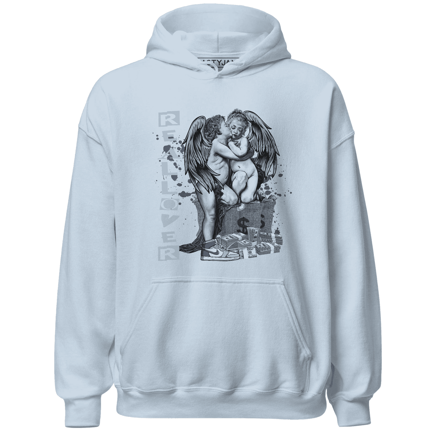 Mid Diffused Blue Grey 1s Hoodie Match Real Lover Angel - NastyJamz