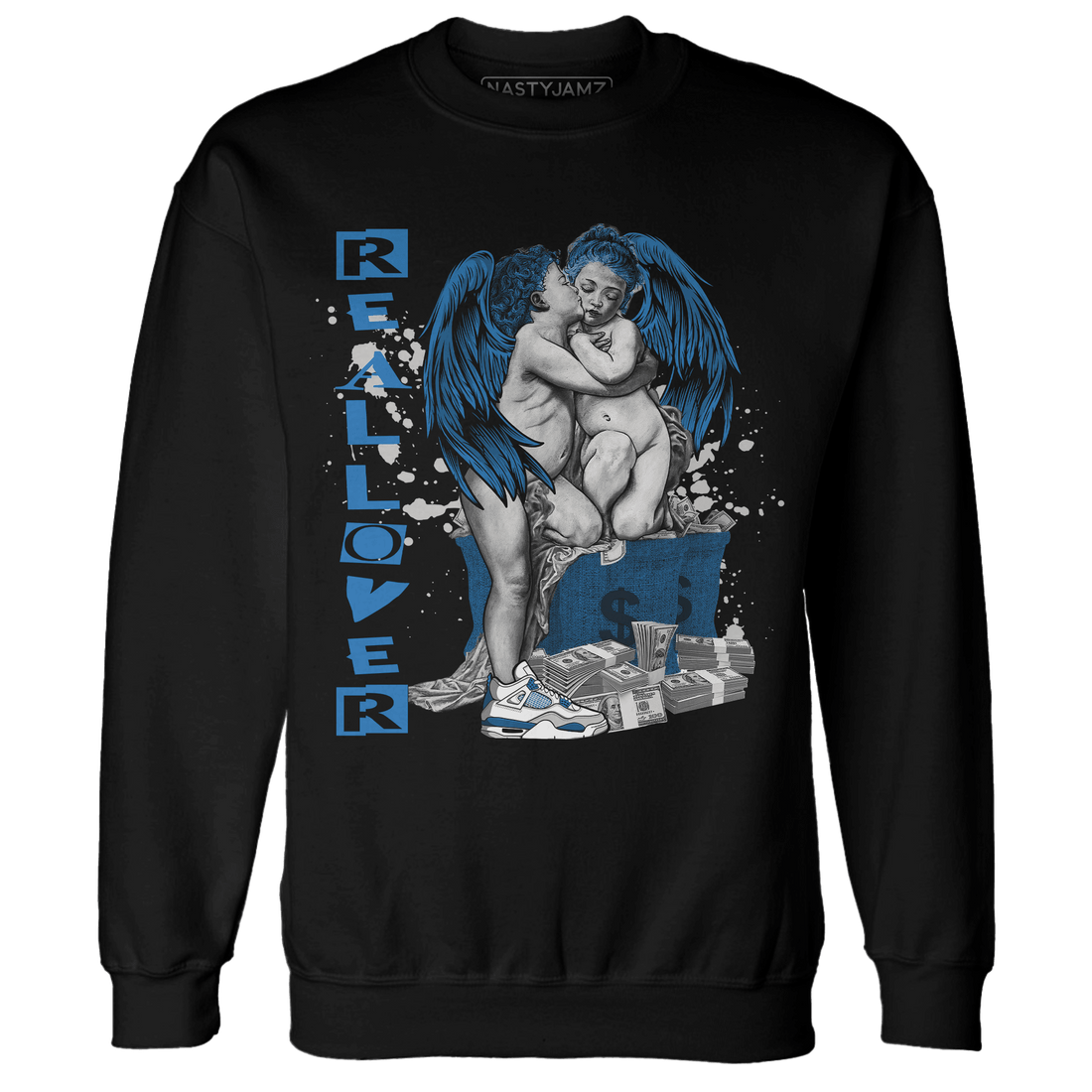 Industrial Blue 4s Sweatshirt Match Real Lover Angel - NastyJamz