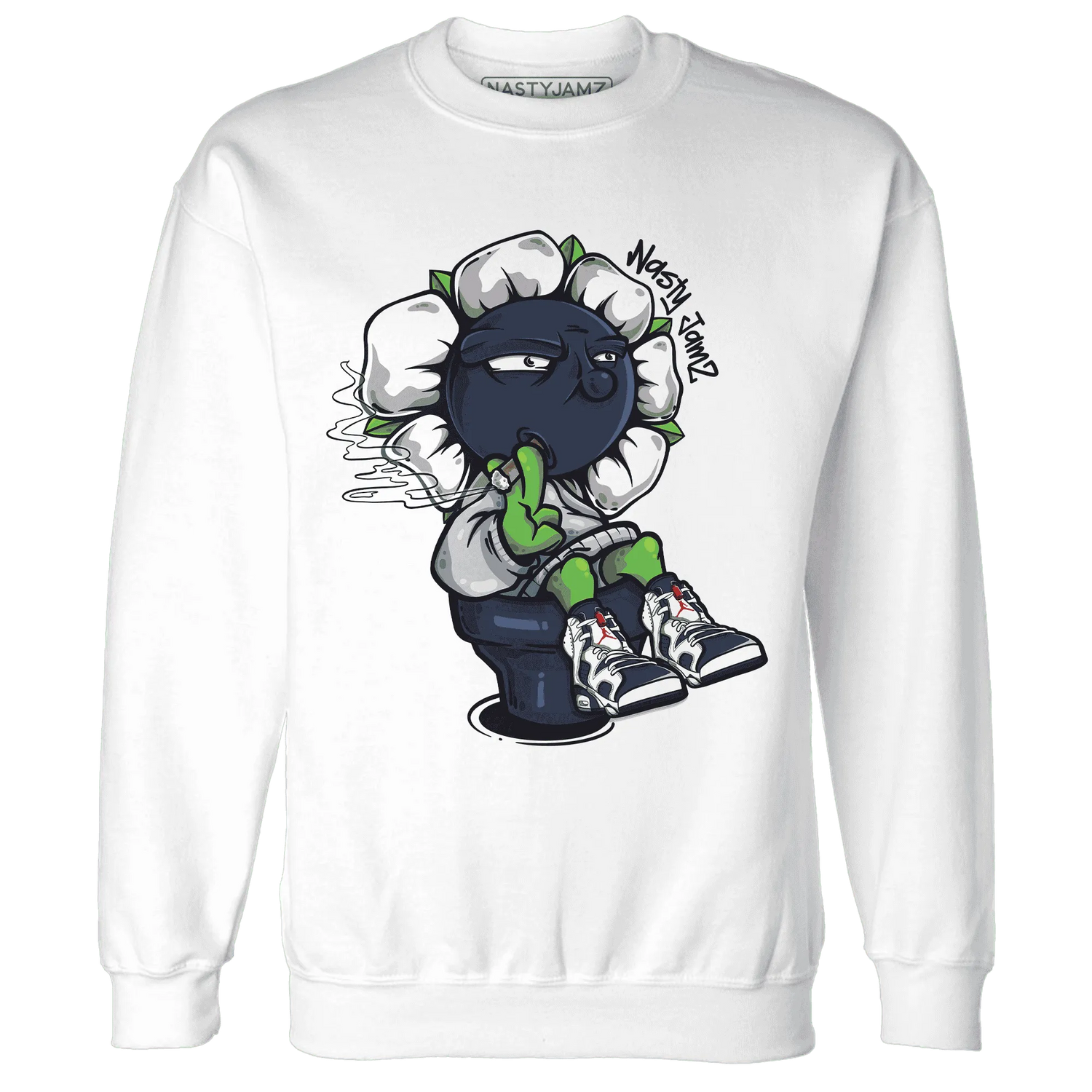 White-Navy-6s-Sweatshirt-Match-Rebel-Bloom
