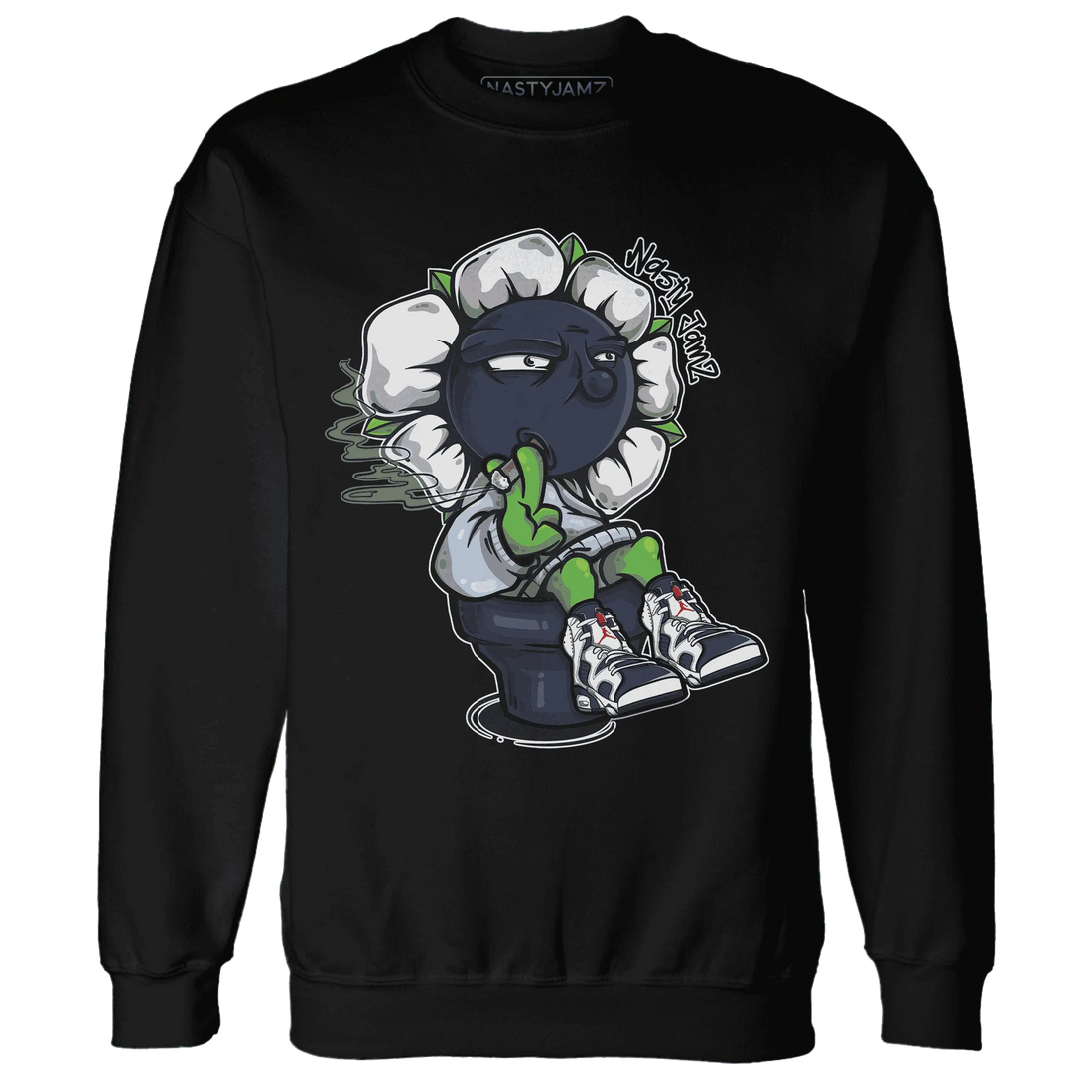 White-Navy-6s-Sweatshirt-Match-Rebel-Bloom