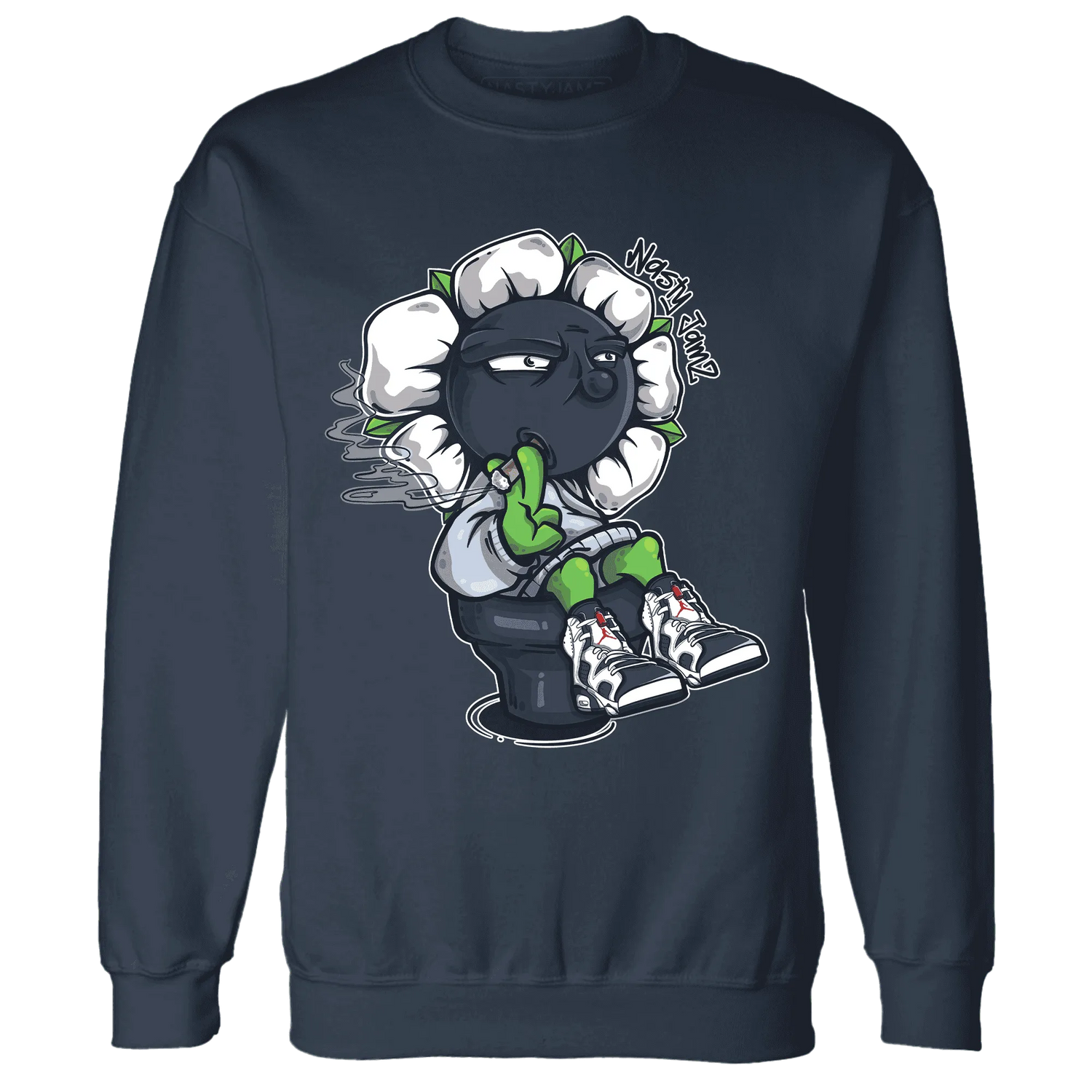 White-Navy-6s-Sweatshirt-Match-Rebel-Bloom