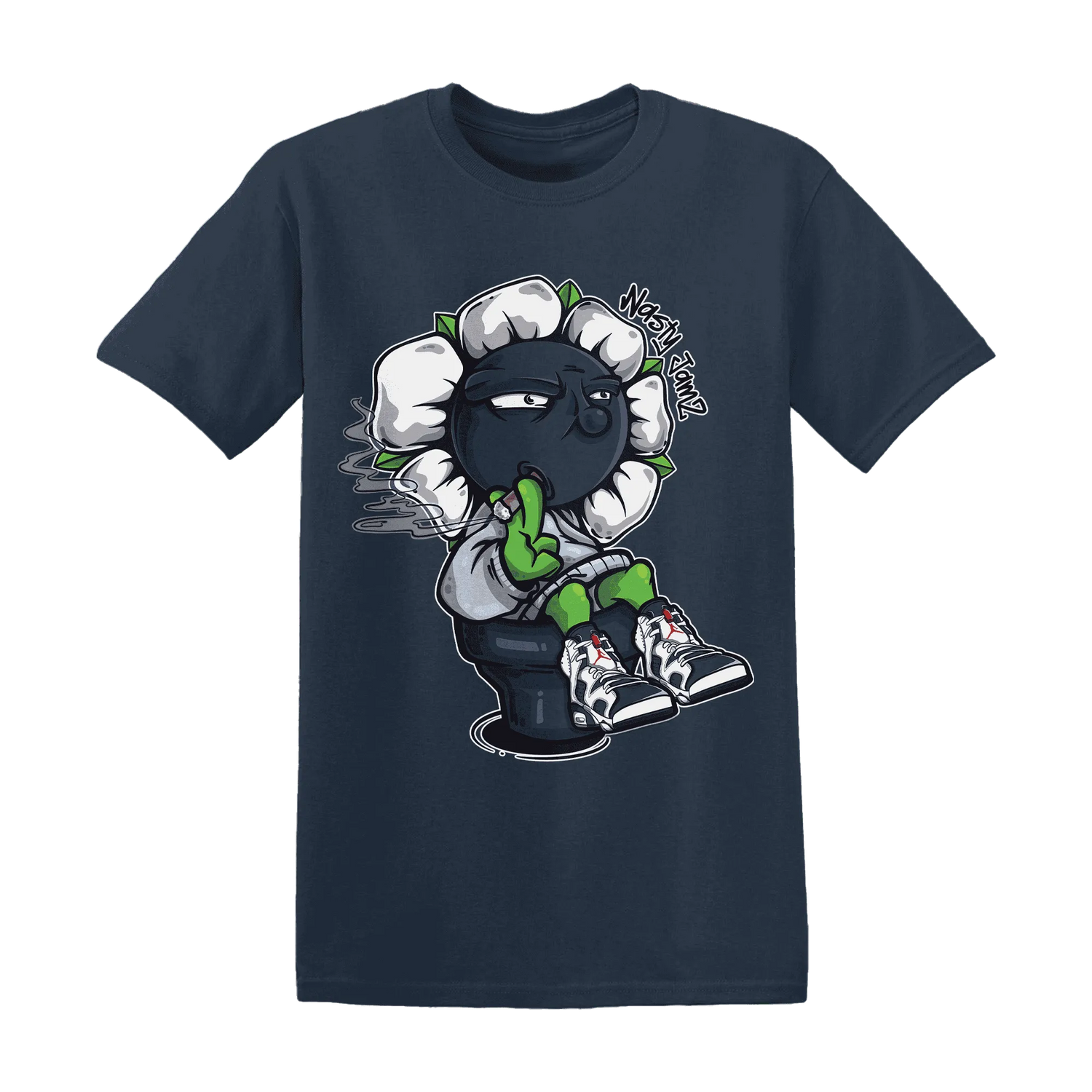 White-Navy-6s-T-Shirt-Match-Rebel-Bloom