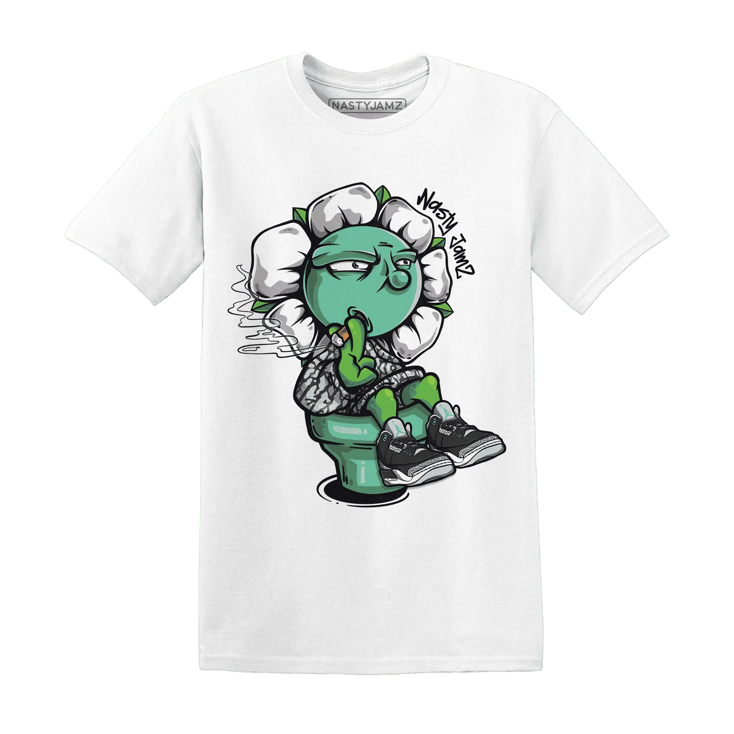 Green-Glow-3s-T-Shirt-Match-Rebel-Bloom