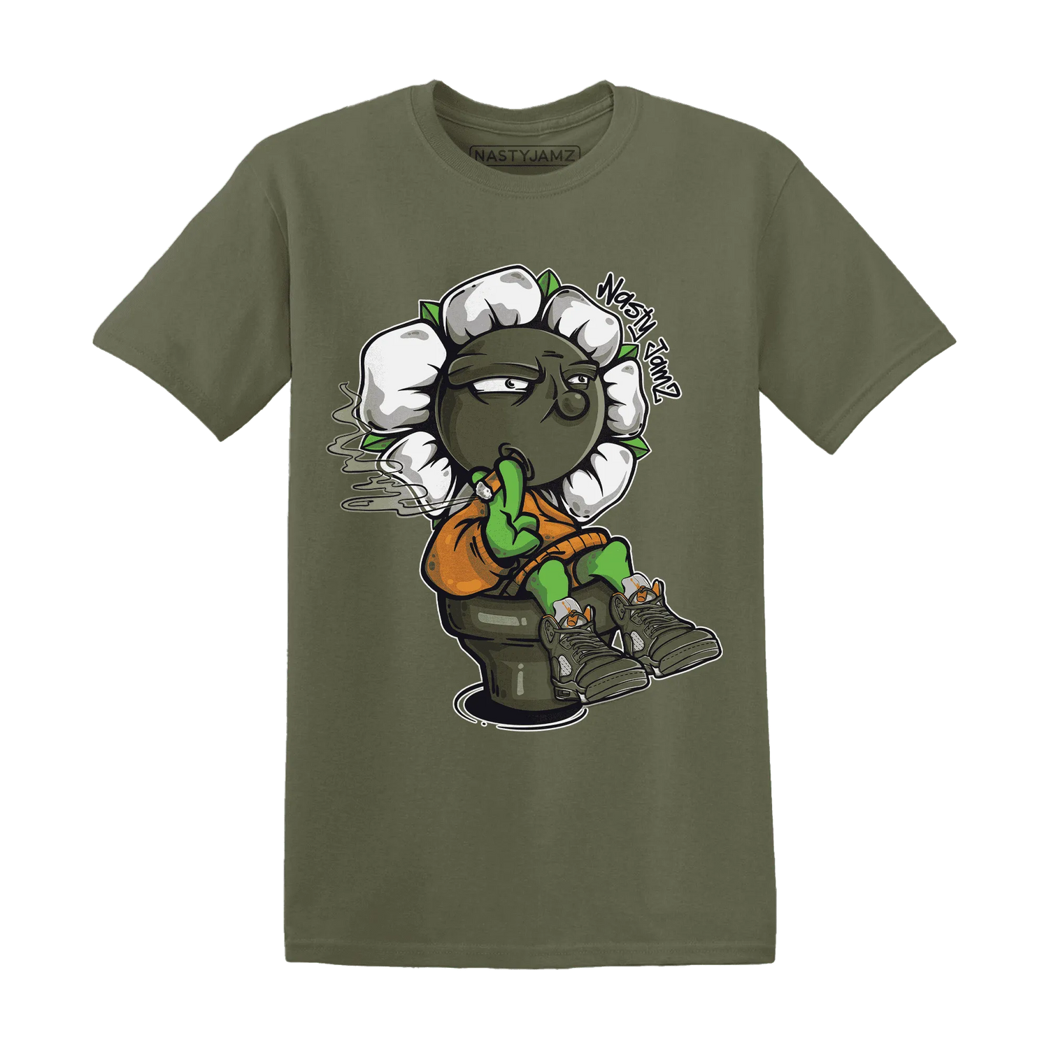 Olive-5s-T-Shirt-Match-Rebel-Bloom