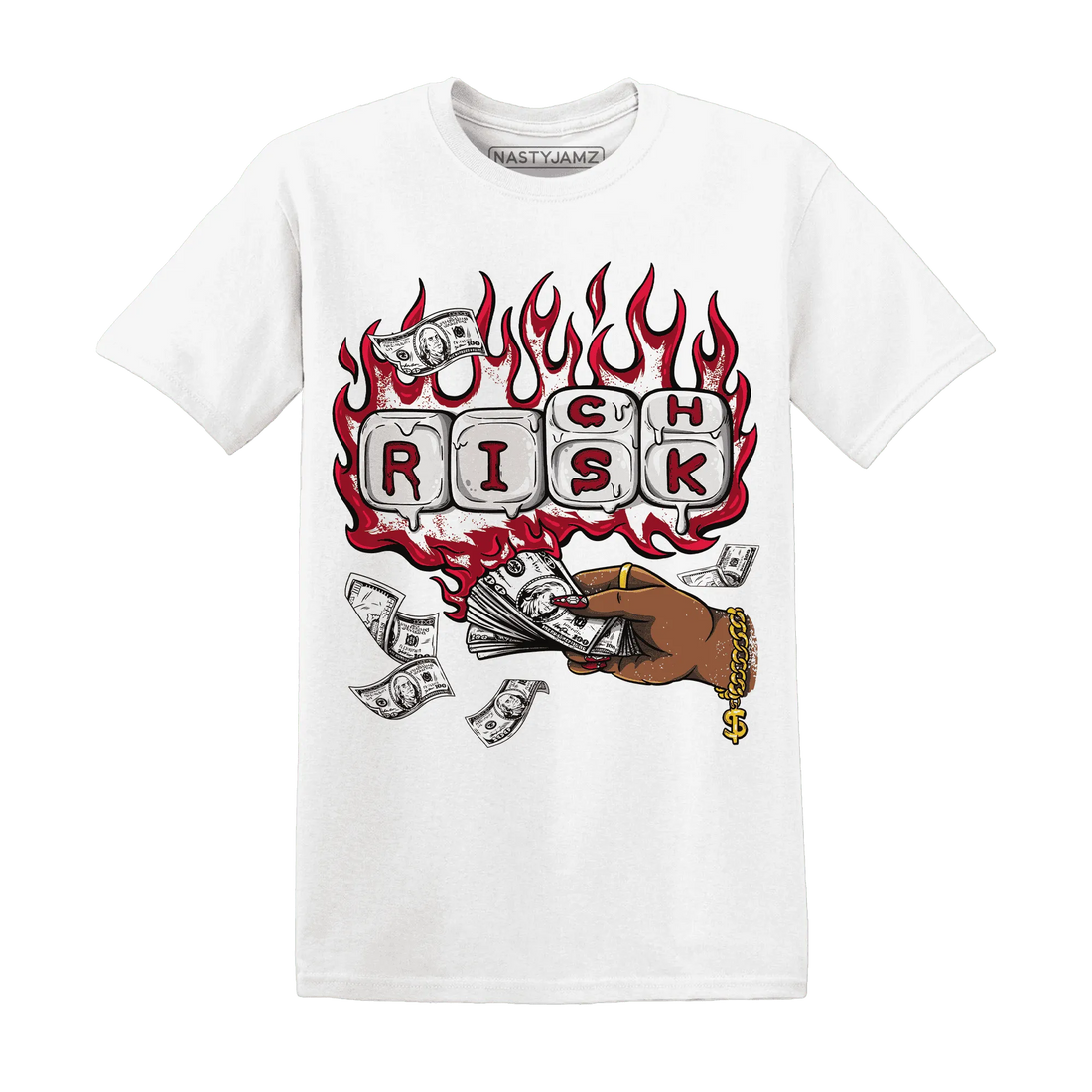 Retro-Red-Taxi-12s-T-Shirt-Match-Rich-Or-Risk