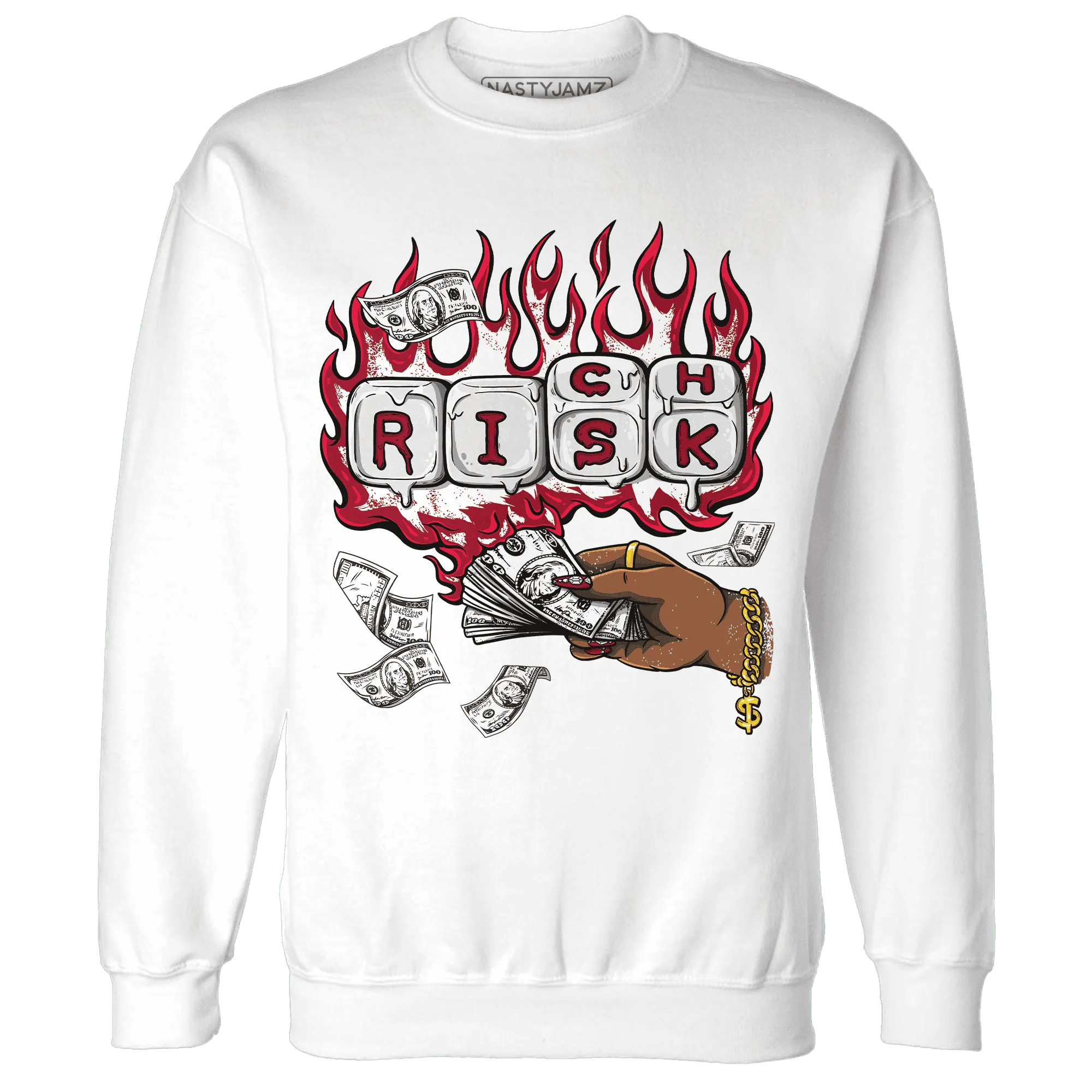 Retro-Red-Taxi-12s-Sweatshirt-Match-Rich-Or-Risk
