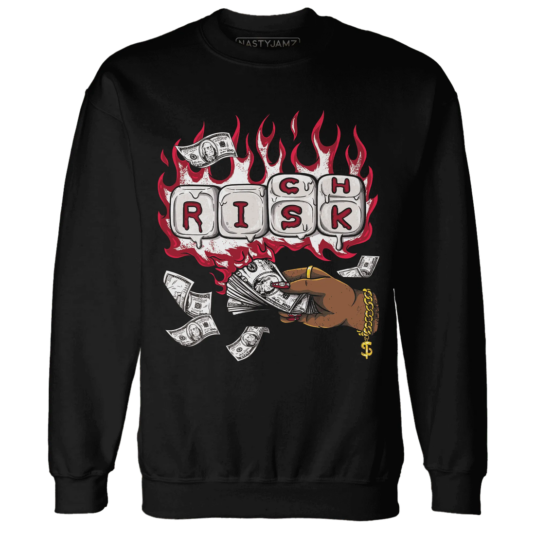 Retro-Red-Taxi-12s-Sweatshirt-Match-Rich-Or-Risk