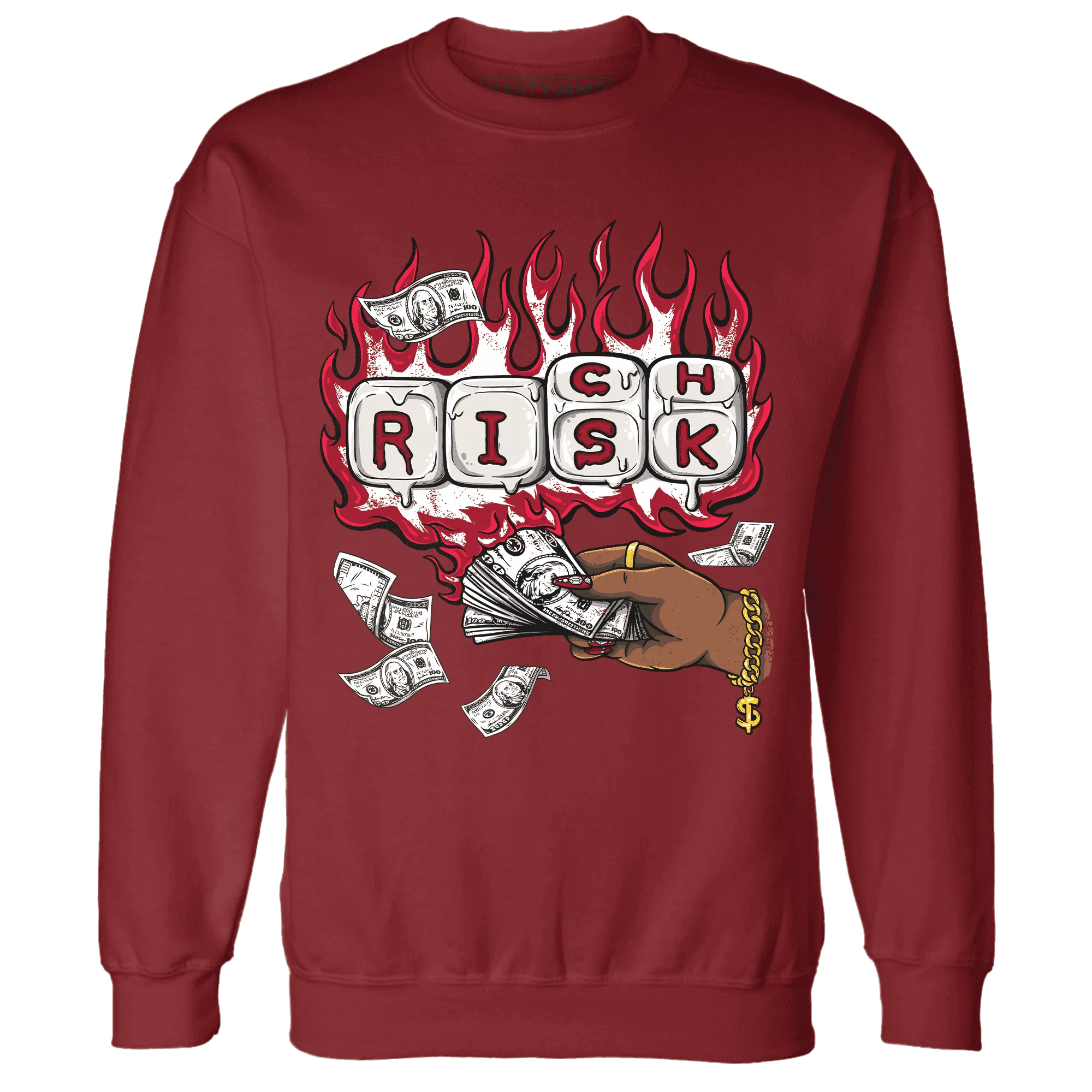 Retro-Red-Taxi-12s-Sweatshirt-Match-Rich-Or-Risk