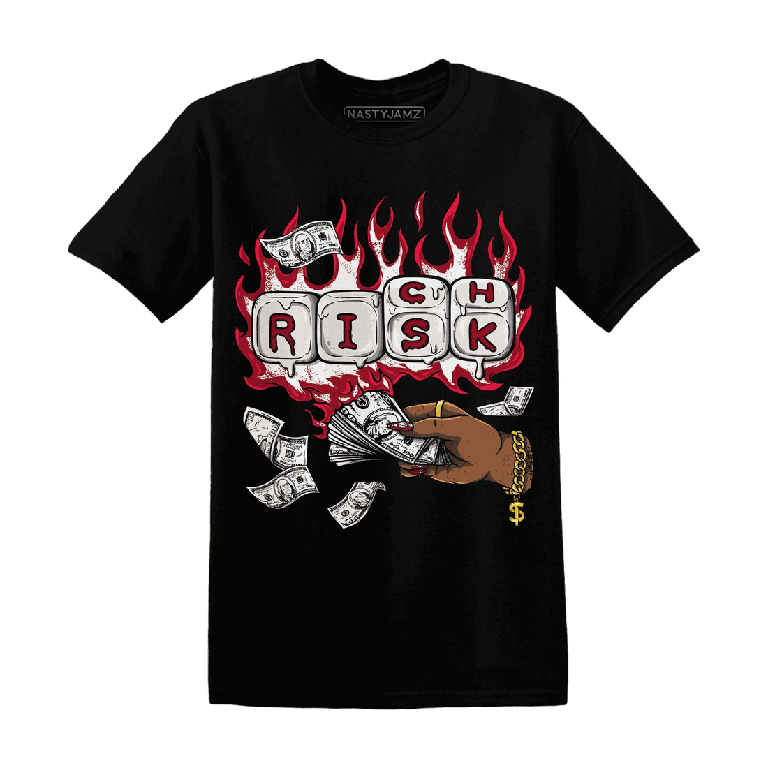 Retro-Red-Taxi-12s-T-Shirt-Match-Rich-Or-Risk