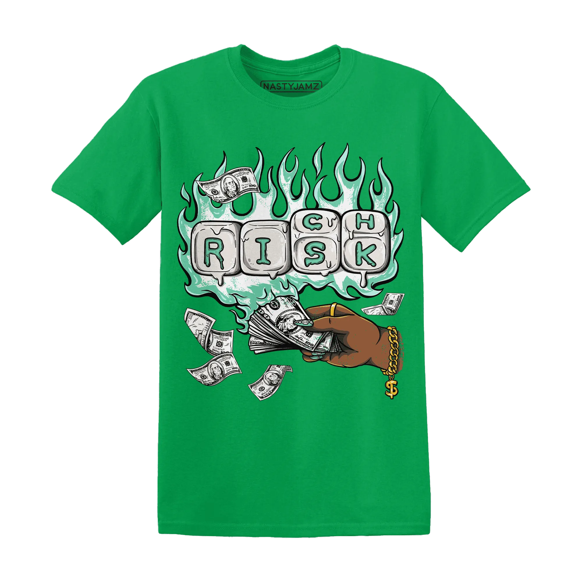 High-OG-Green-Glow-1s-T-Shirt-Match-Rich-Or-Risk