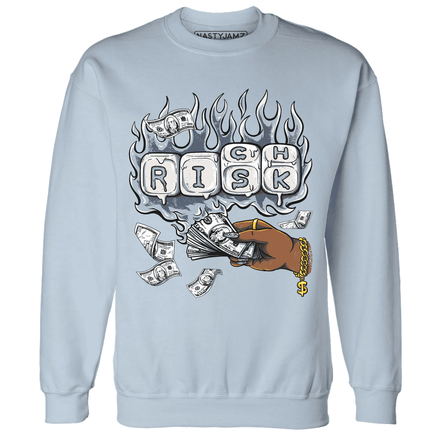 Mid-Diffused-Blue-Grey-1s-Sweatshirt-Match-Rich-Or-Risk