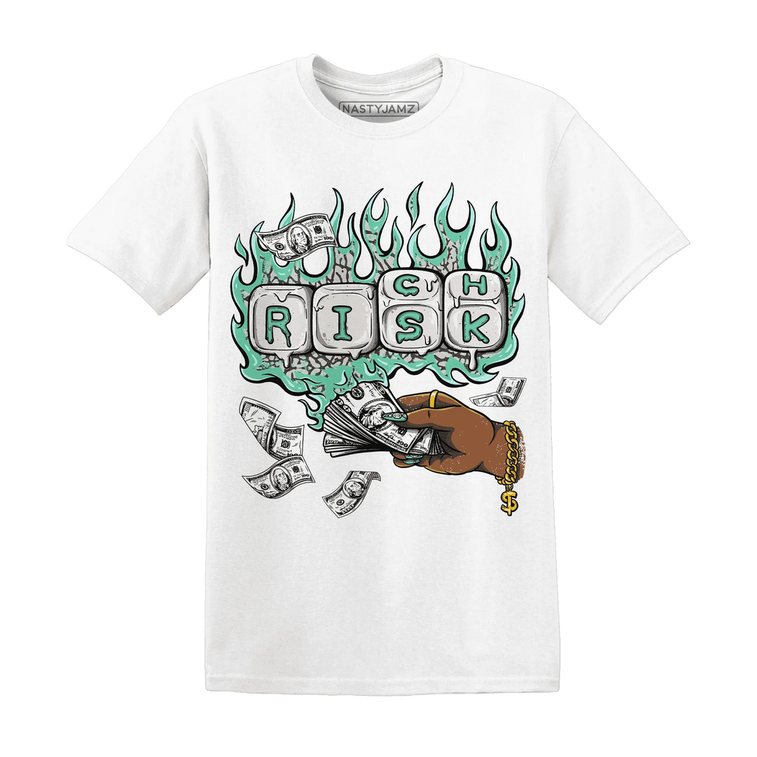 Green-Glow-3s-T-Shirt-Match-Rich-Or-Risk