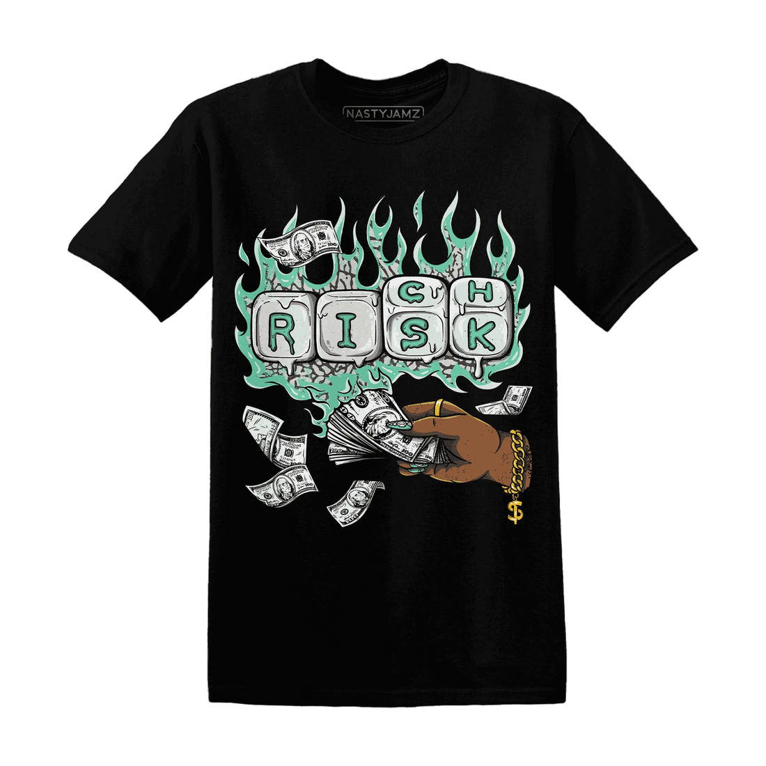 Green-Glow-3s-T-Shirt-Match-Rich-Or-Risk