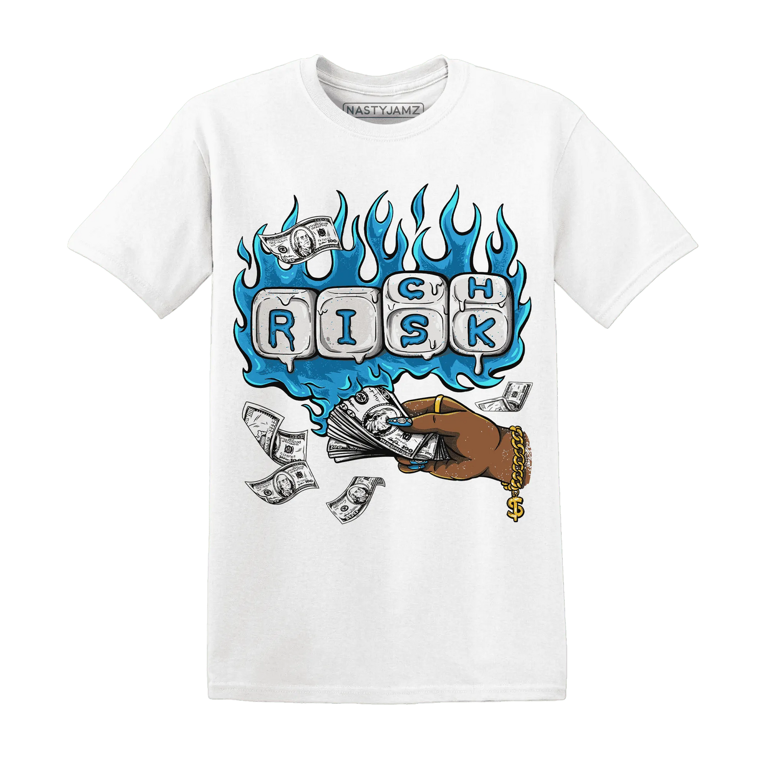 Powder-Blue-9s-T-Shirt-Match-Rich-Or-Risk