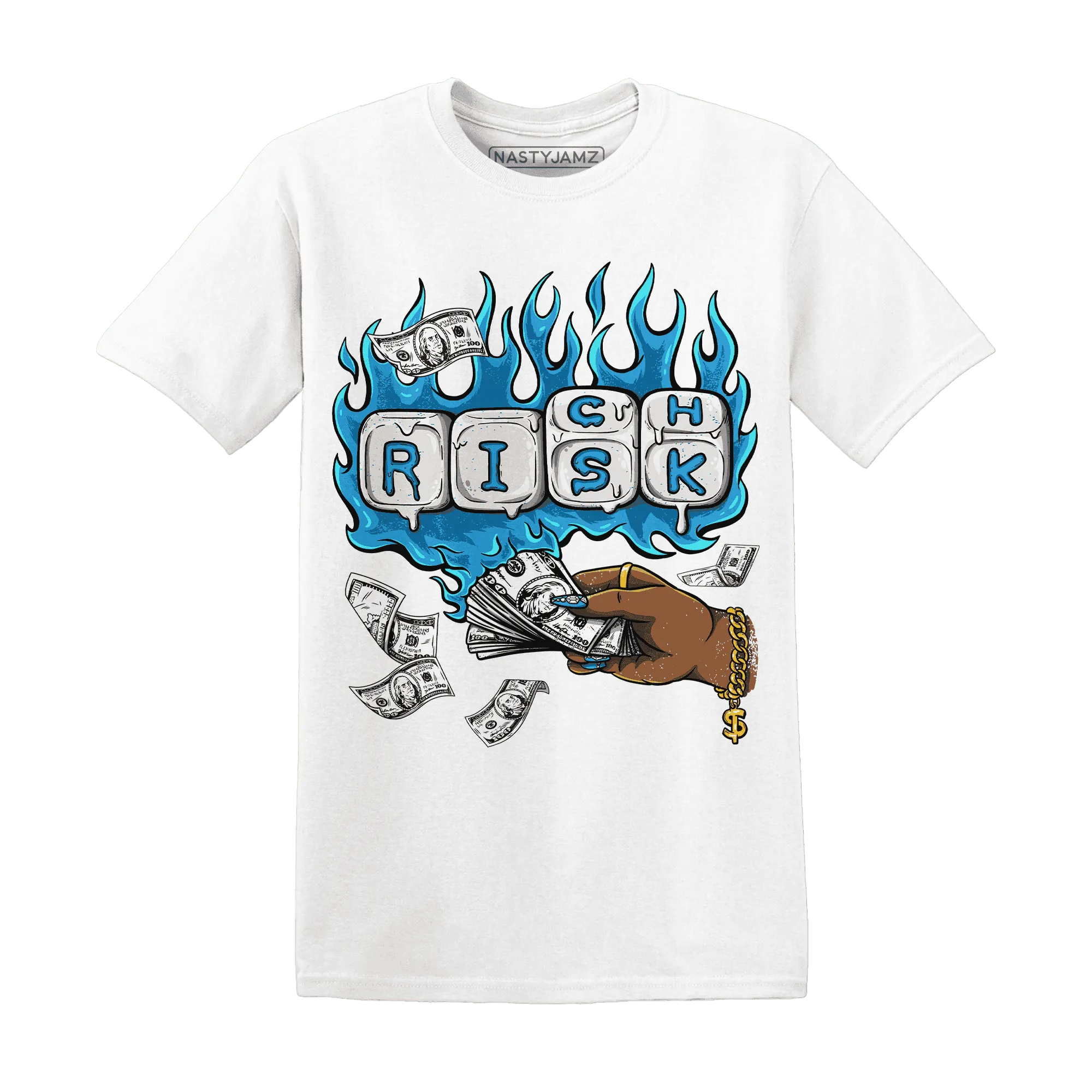 Powder-Blue-9s-T-Shirt-Match-Rich-Or-Risk