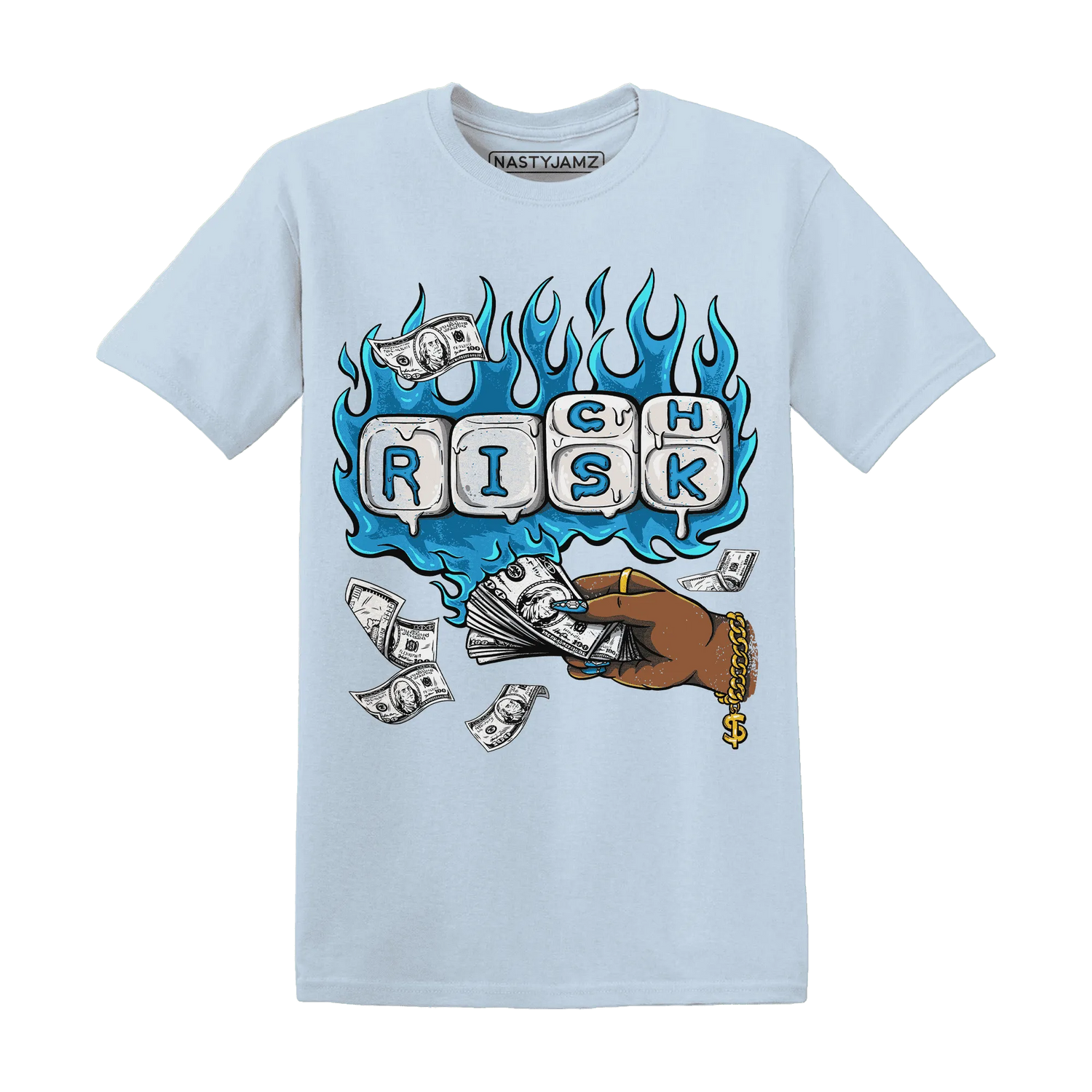 Powder-Blue-9s-T-Shirt-Match-Rich-Or-Risk