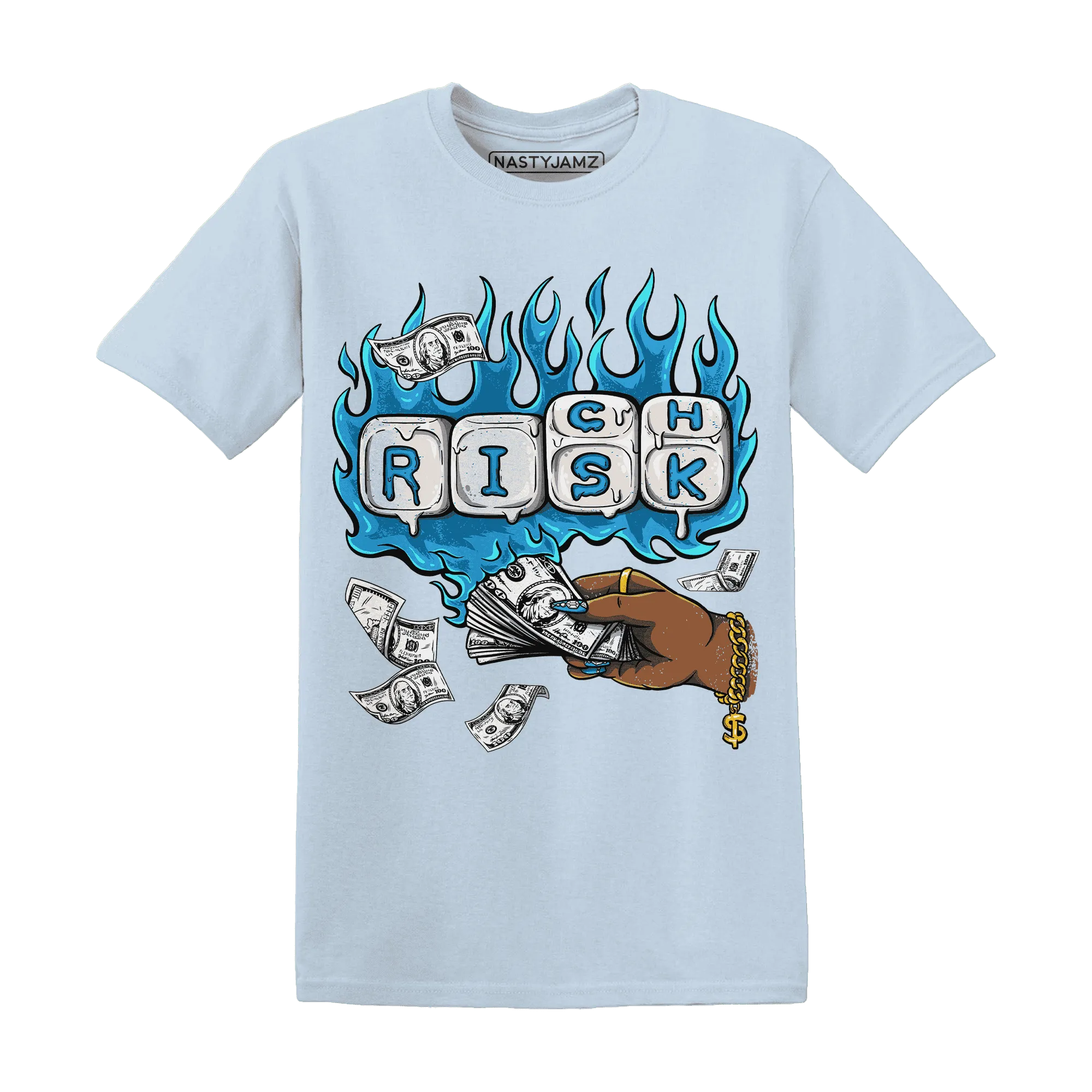 Powder-Blue-9s-T-Shirt-Match-Rich-Or-Risk