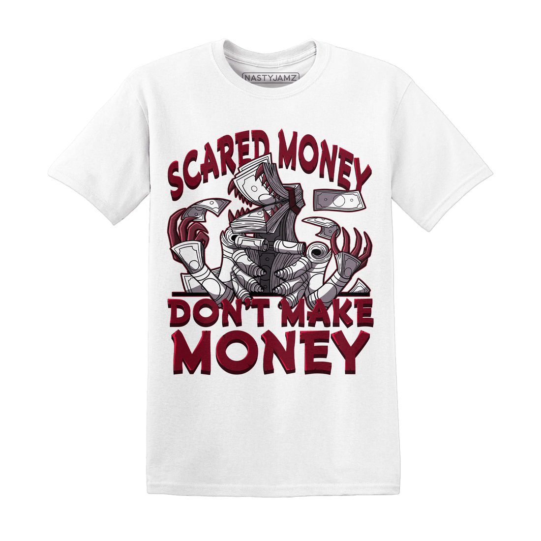 High White Team Red 1s T Shirt Scared Money - NastyJamz