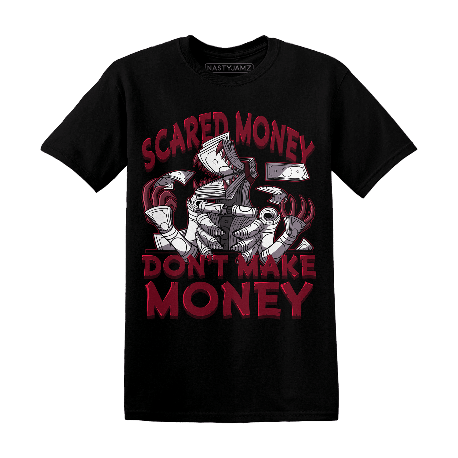 High White Team Red 1s T Shirt Scared Money - NastyJamz