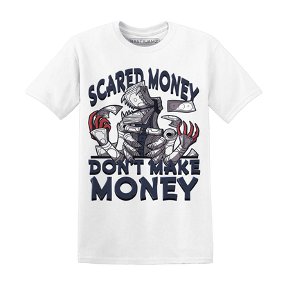 White-Navy-6s-T-Shirt-Match-Scared-Money