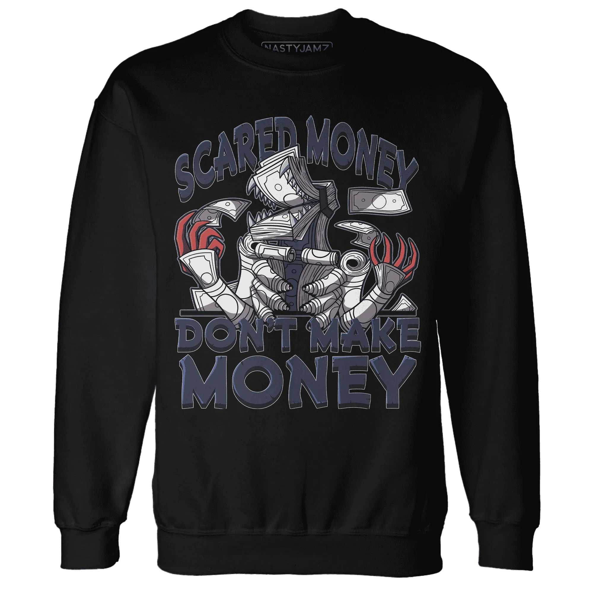 White-Navy-6s-Sweatshirt-Match-Scared-Money