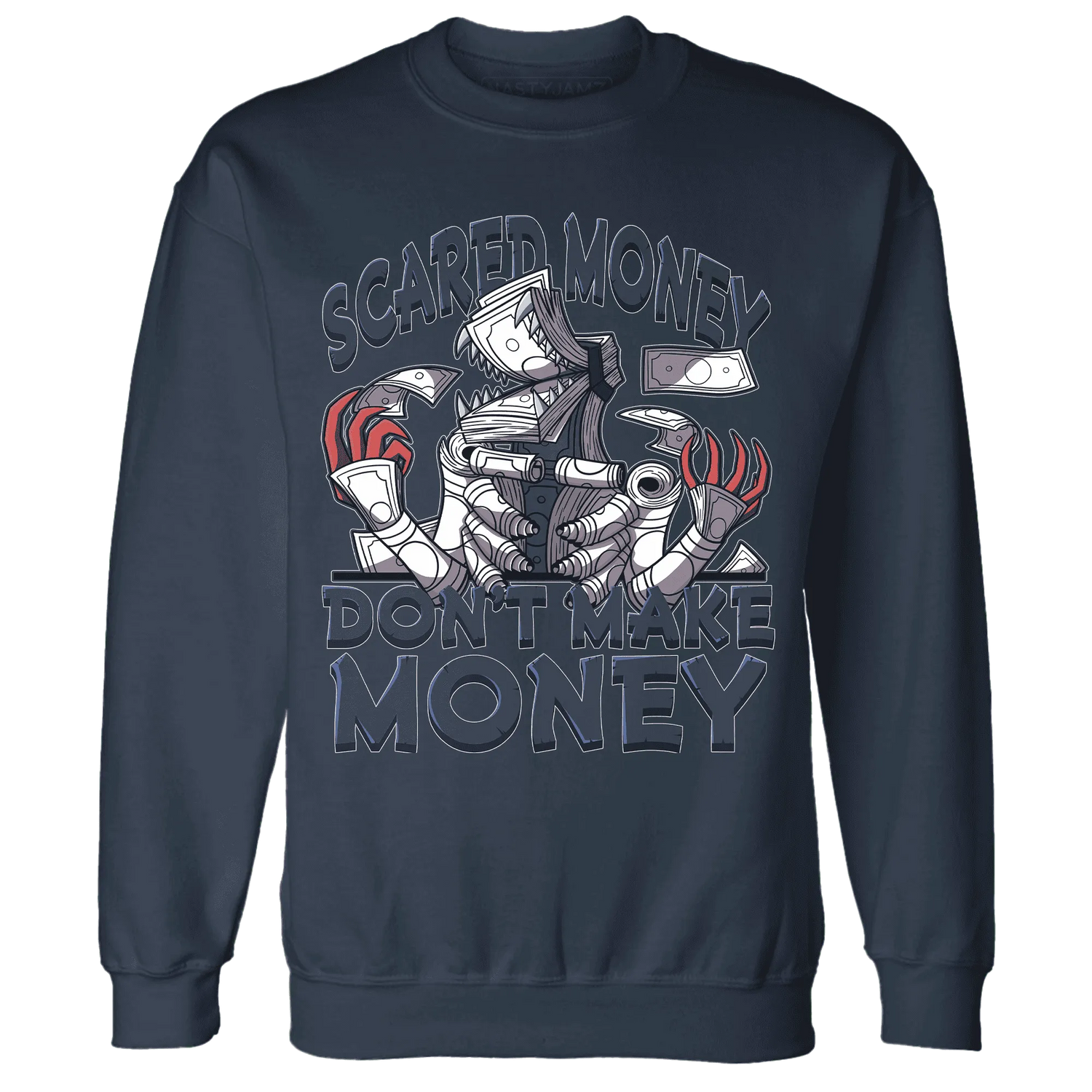 White-Navy-6s-Sweatshirt-Match-Scared-Money