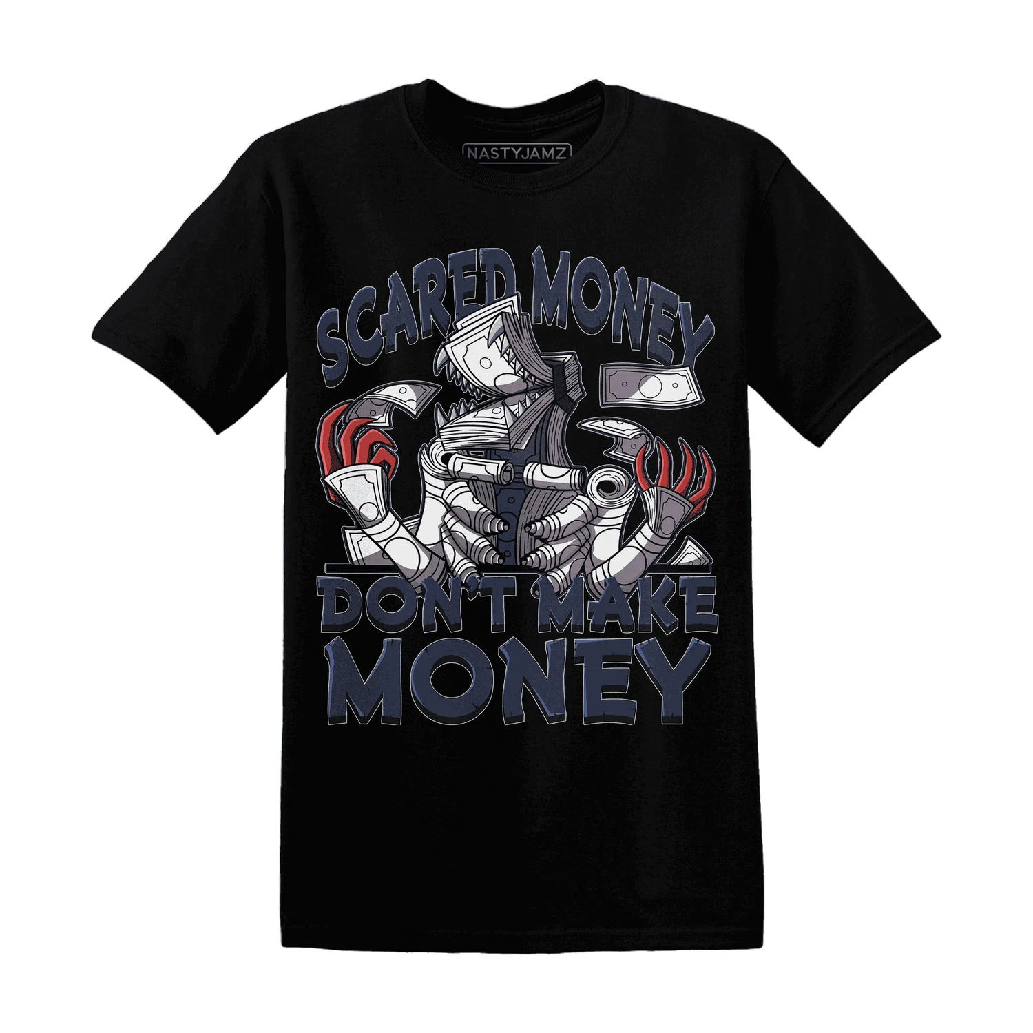 White-Navy-6s-T-Shirt-Match-Scared-Money