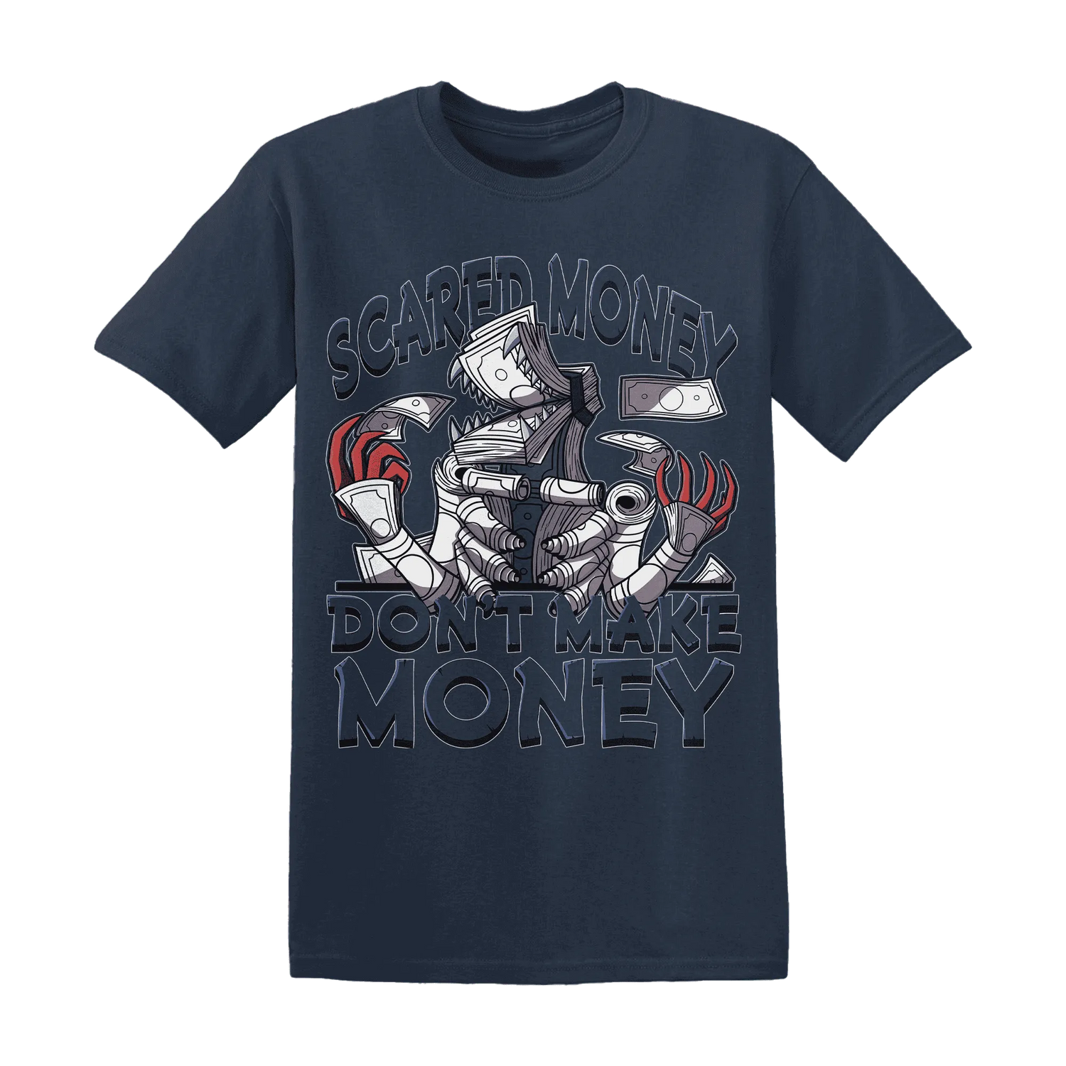 White-Navy-6s-T-Shirt-Match-Scared-Money