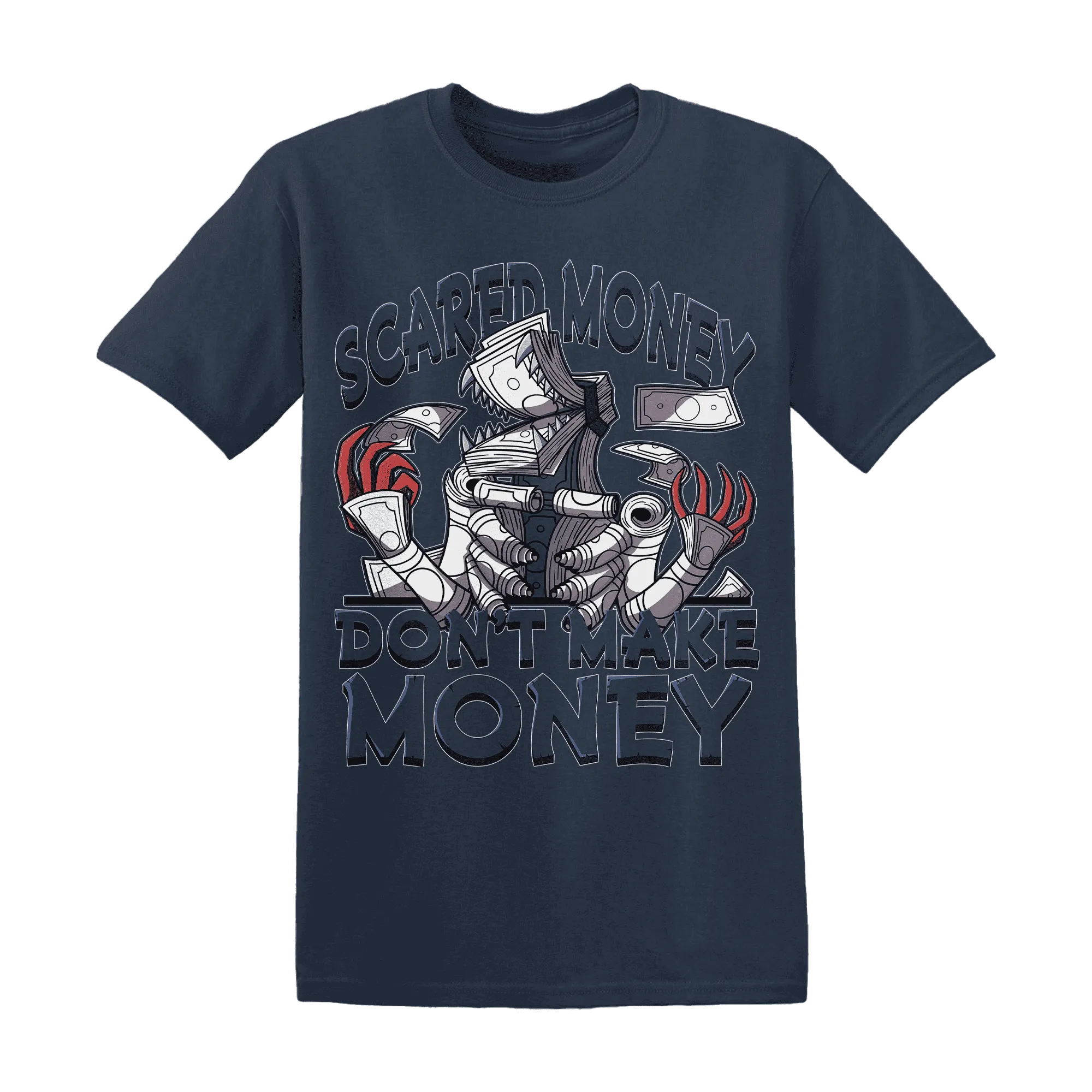 White-Navy-6s-T-Shirt-Match-Scared-Money