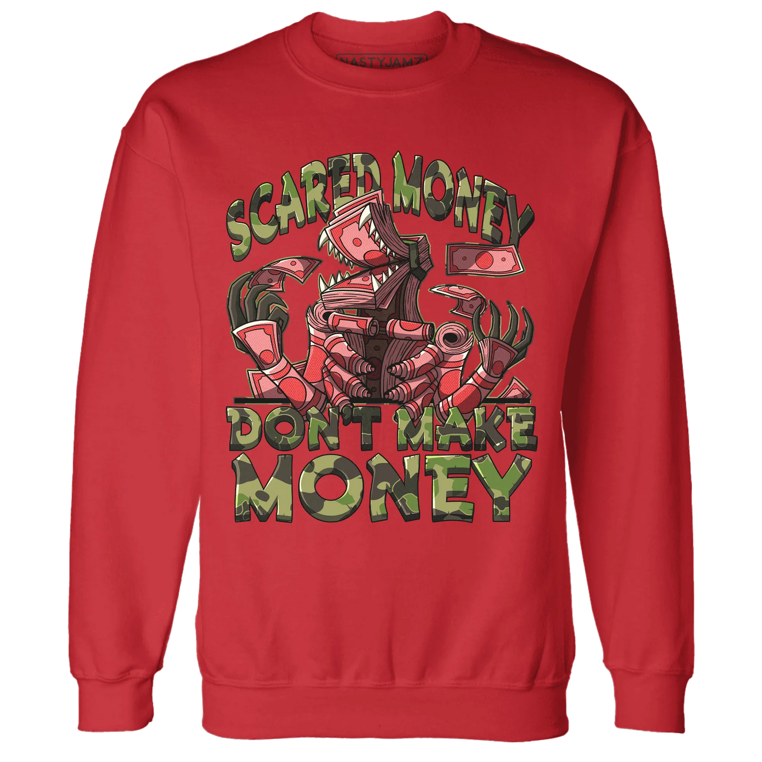 AM-90-Dark-Sage-Solar-Red-NastyJamz-Sweatshirt-Match-Scared-Money