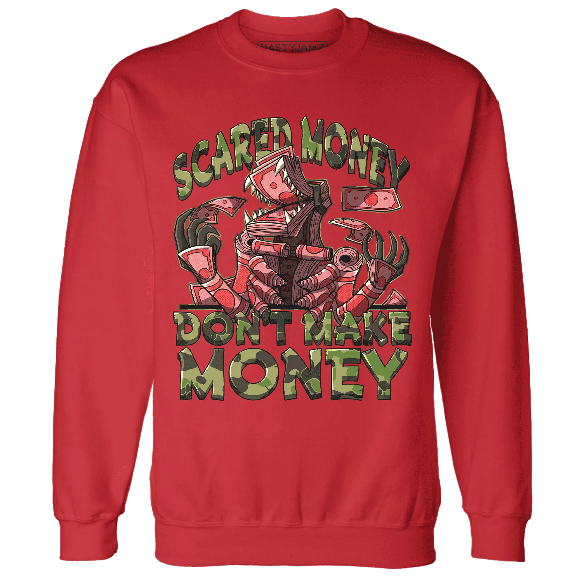 AM-90-Dark-Sage-Solar-Red-NastyJamz-Sweatshirt-Match-Scared-Money