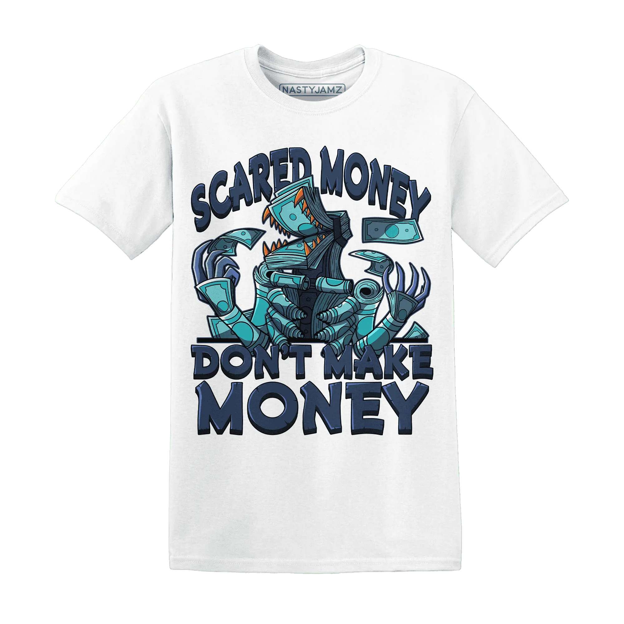 NastyJamz-AM-Plus-Drift-Midnight-Navy-Total-Orange-Dusty-Cactus-T-Shirt-Match-Scared-Money