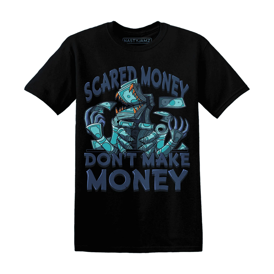 NastyJamz-AM-Plus-Drift-Midnight-Navy-Total-Orange-Dusty-Cactus-T-Shirt-Match-Scared-Money