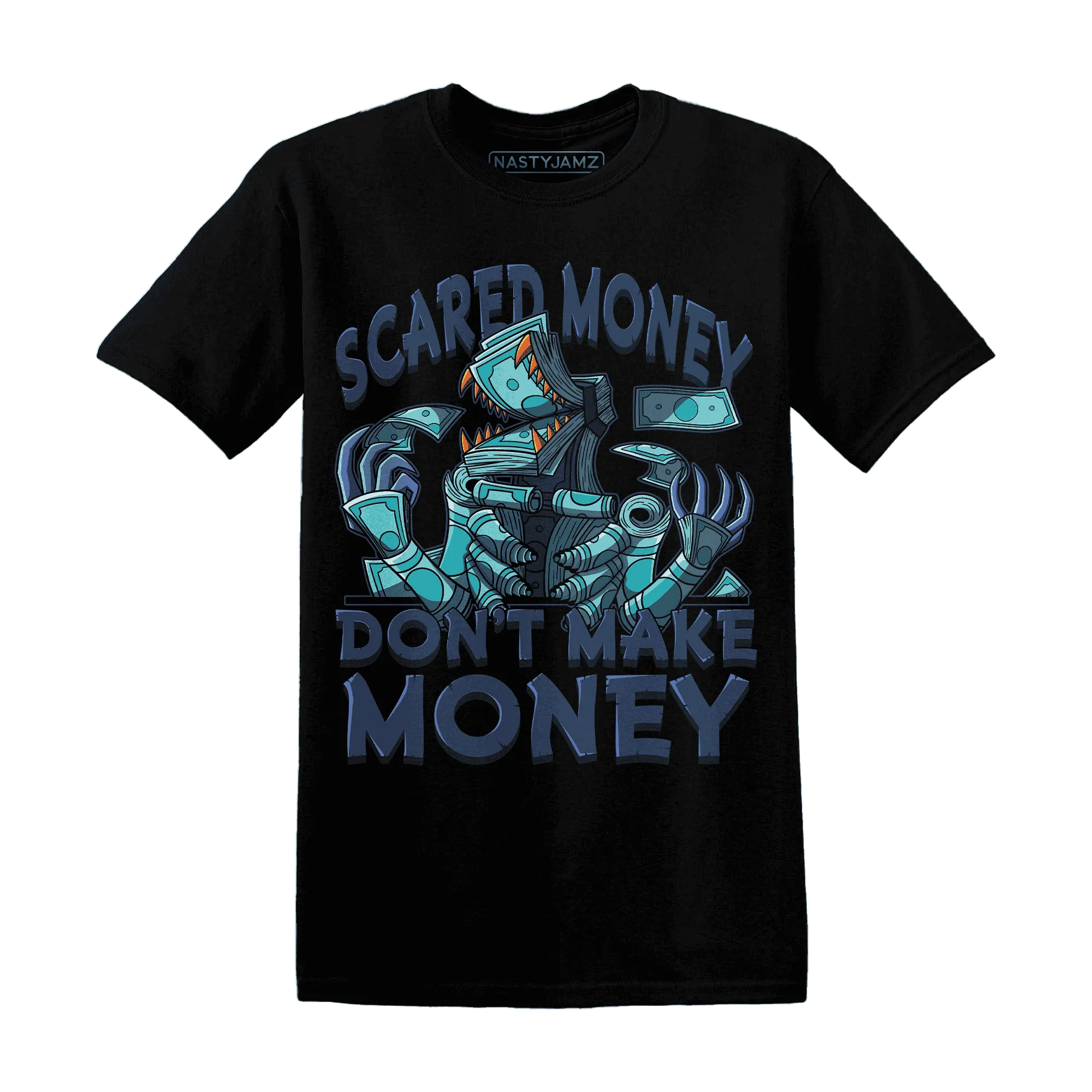 NastyJamz-AM-Plus-Drift-Midnight-Navy-Total-Orange-Dusty-Cactus-T-Shirt-Match-Scared-Money