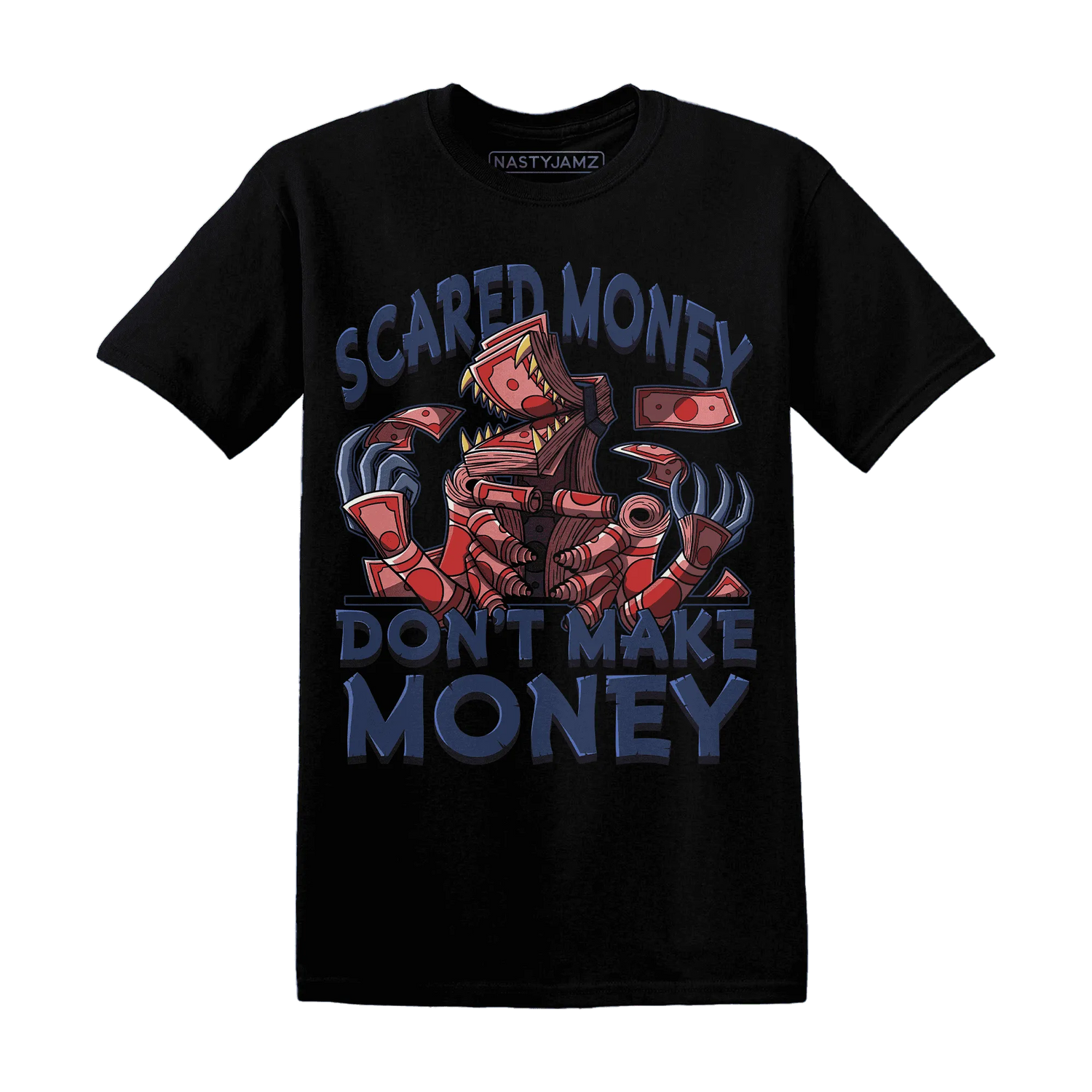 NastyJamz-VaporMax-Air-Plus-Midnight-Navy-Gold-Black-T-Shirt-Match-Scared-Money