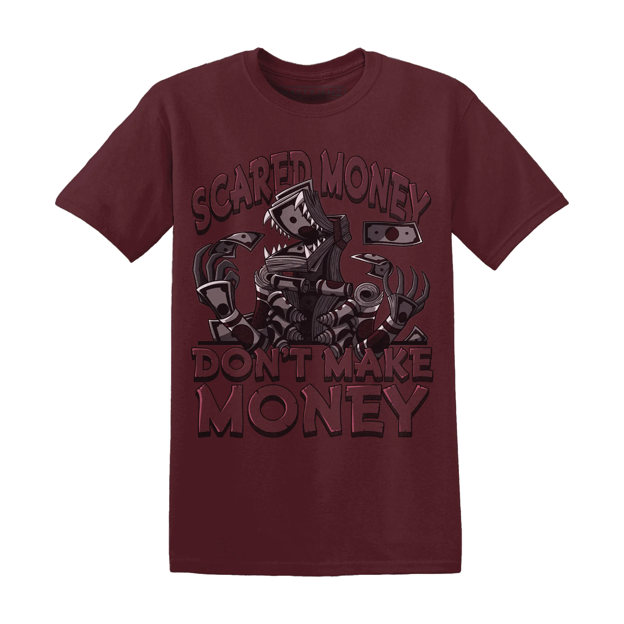NastyJamz-VaporMax-Night-Maron-Burgundy-T-Shirt-Match-Scared-Money