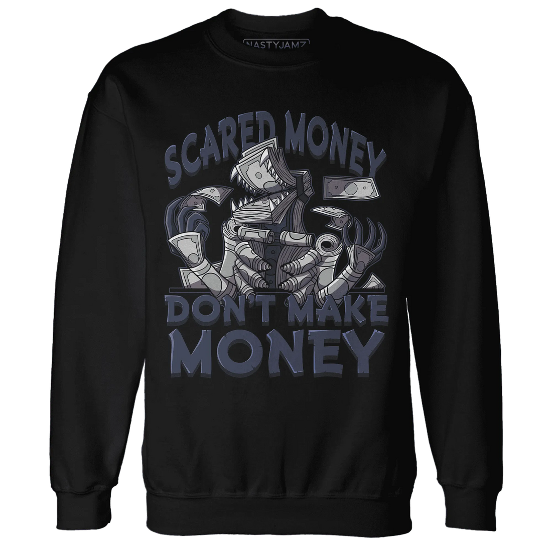 VaporMax-Plus-Midnight-Navy-White-Metallic-Silver-NastyJamz-Sweatshirt-Match-Scared-Money