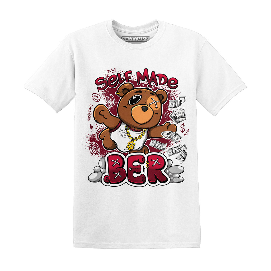 High White Team Red 1s T Shirt Match Self Made BER - NastyJamz