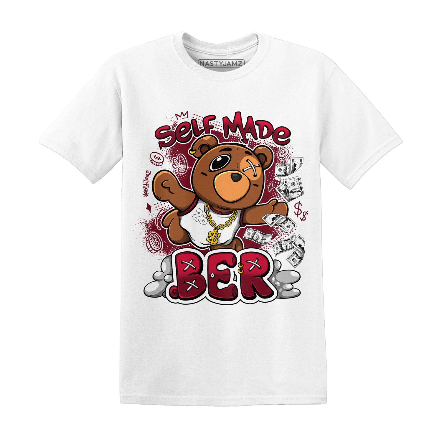 High White Team Red 1s T Shirt Match Self Made BER - NastyJamz