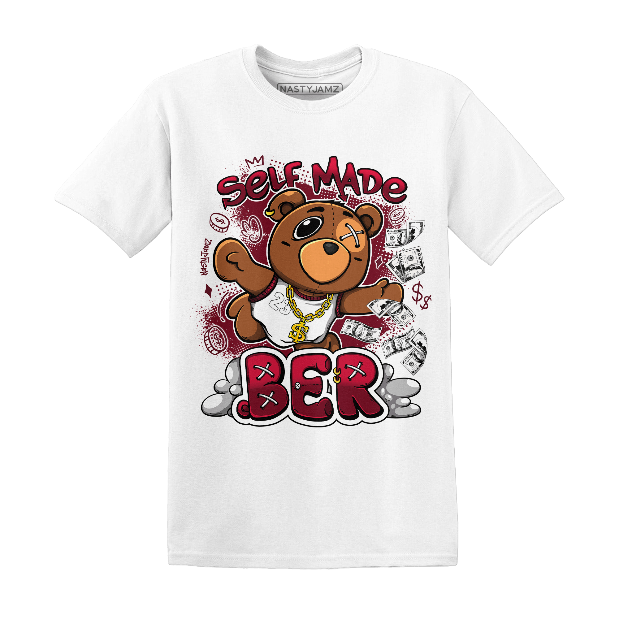High White Team Red 1s T Shirt Match Self Made BER - NastyJamz