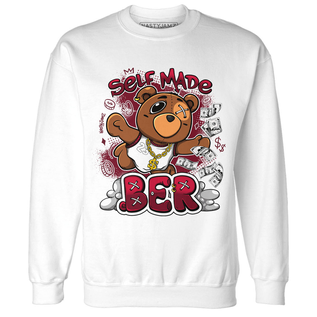 High White Team Red 1s Sweatshirt Match Self Made BER - NastyJamz