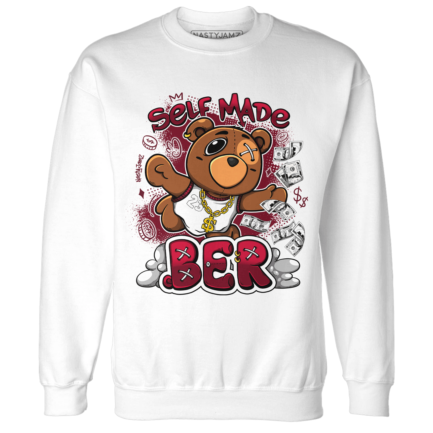 High White Team Red 1s Sweatshirt Match Self Made BER - NastyJamz