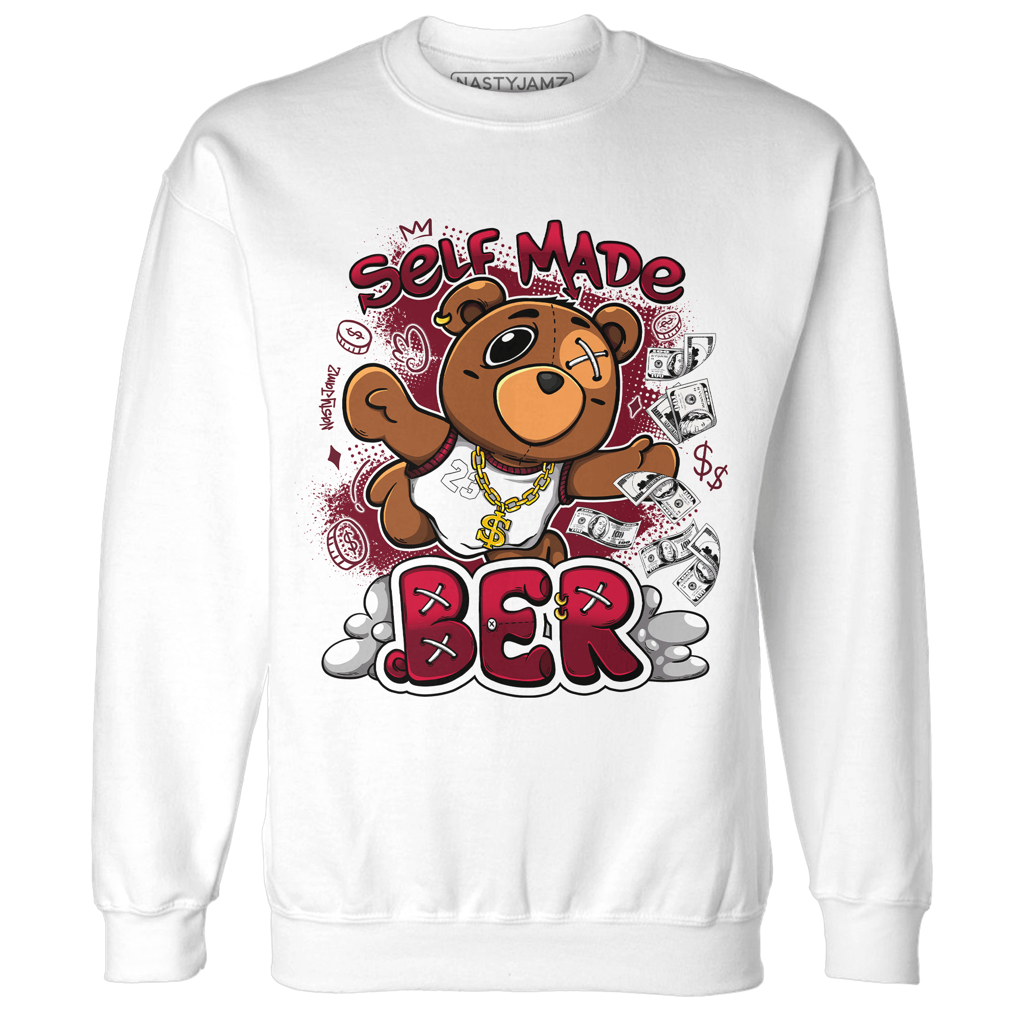 High White Team Red 1s Sweatshirt Match Self Made BER - NastyJamz