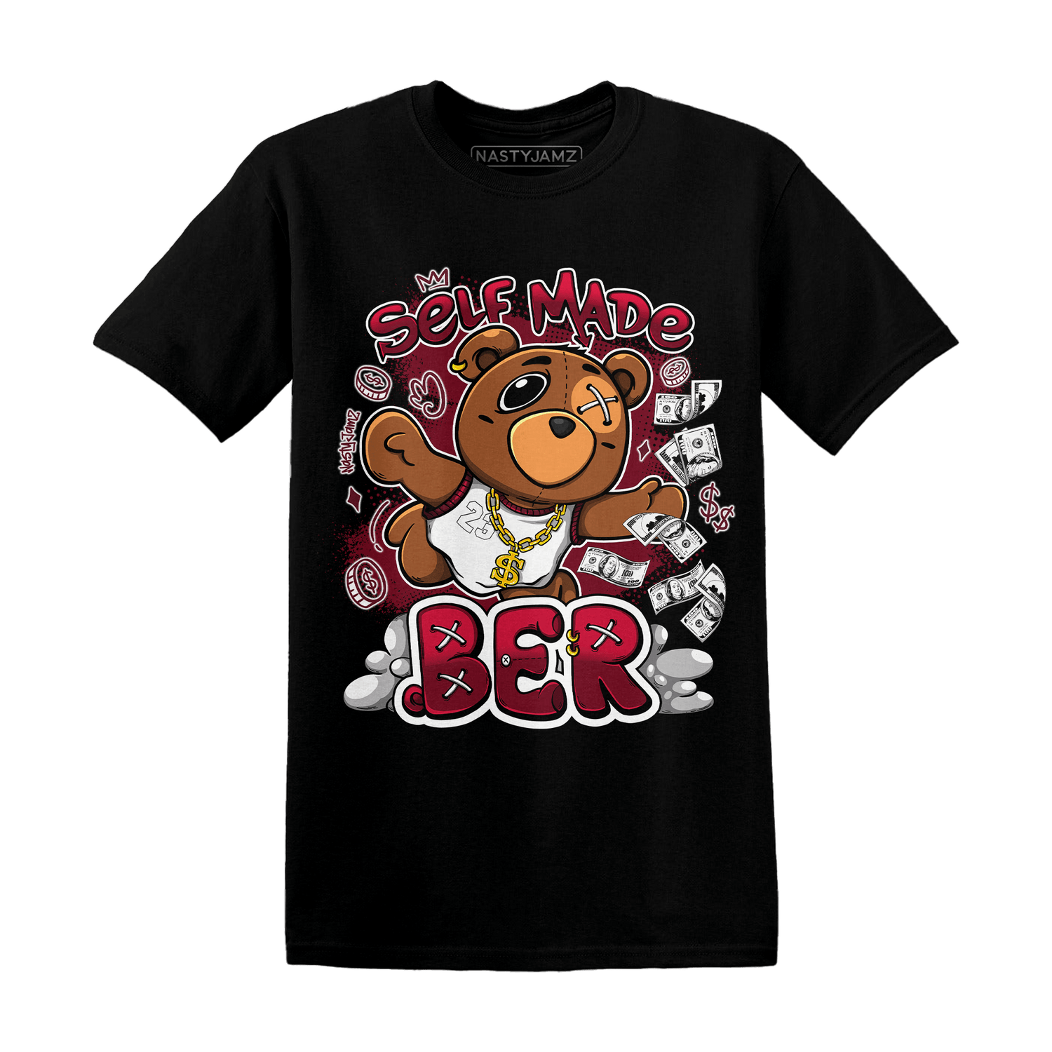 High White Team Red 1s T Shirt Match Self Made BER - NastyJamz