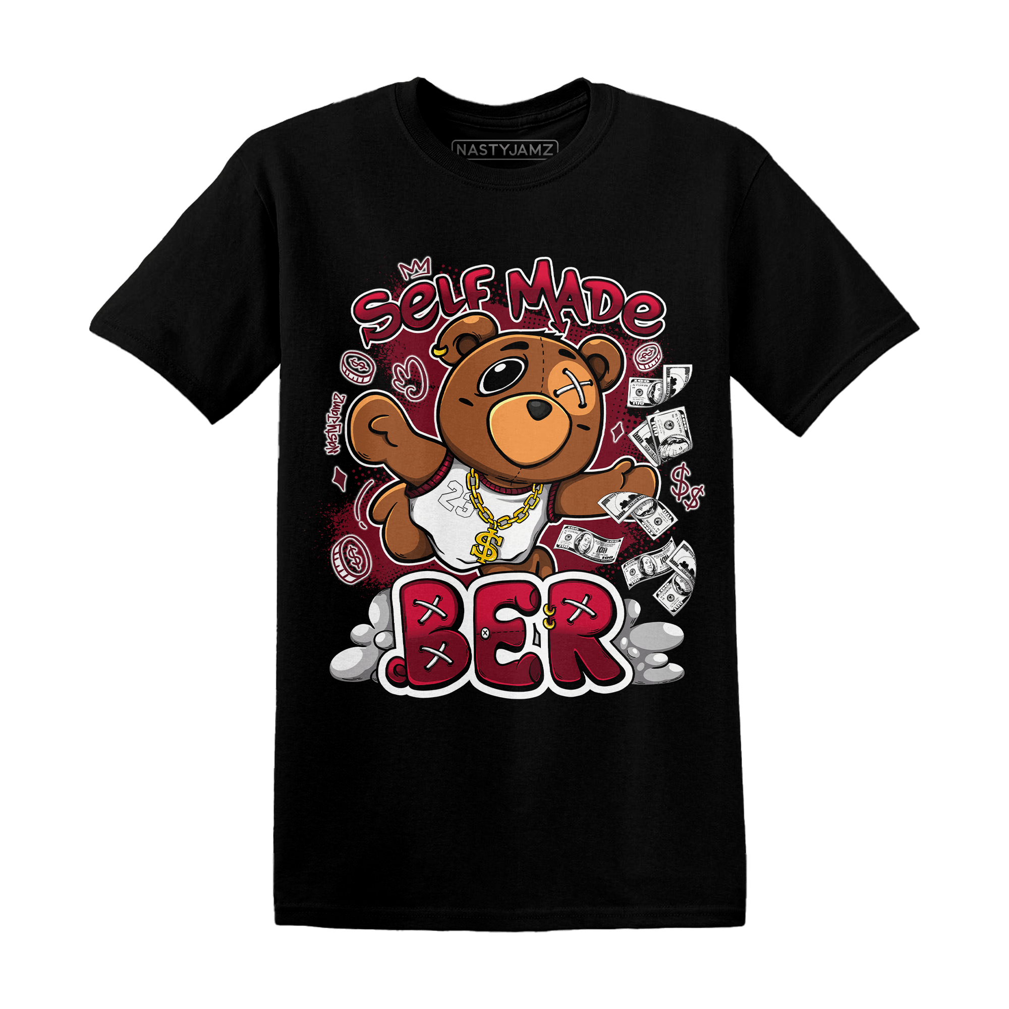 High White Team Red 1s T Shirt Match Self Made BER - NastyJamz