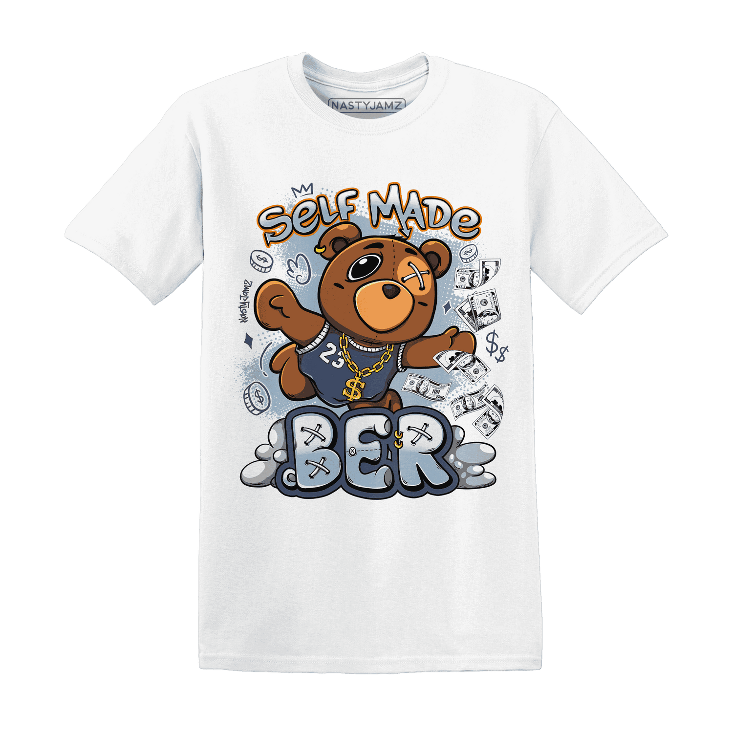 Mid Diffused Blue Grey 1s T Shirt Match Self Made BER - NastyJamz