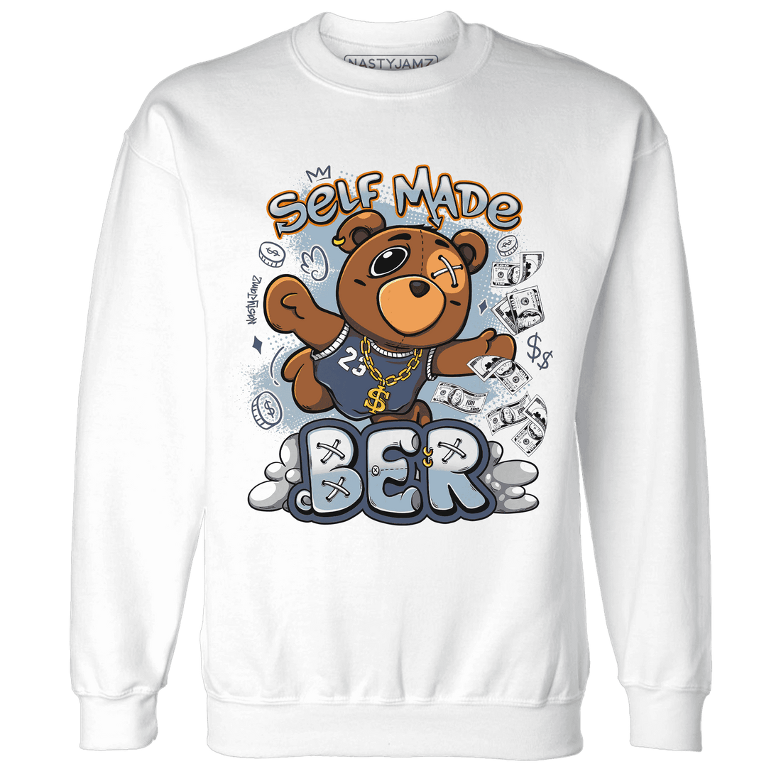 Mid Diffused Blue Grey 1s Sweatshirt Match Self Made BER - NastyJamz